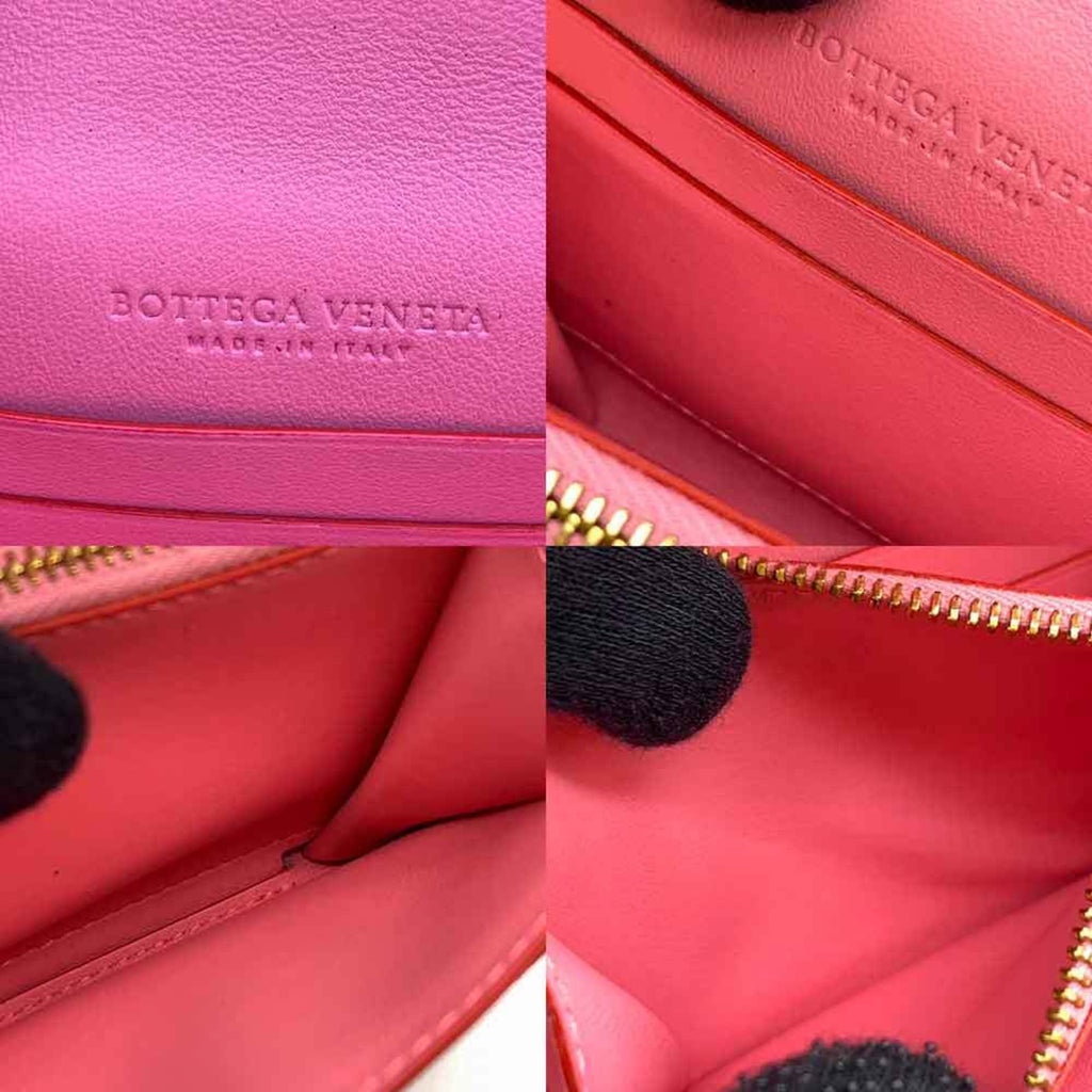 Bottega Veneta Pink Red Color Leather Wallet (Bi-Fold)