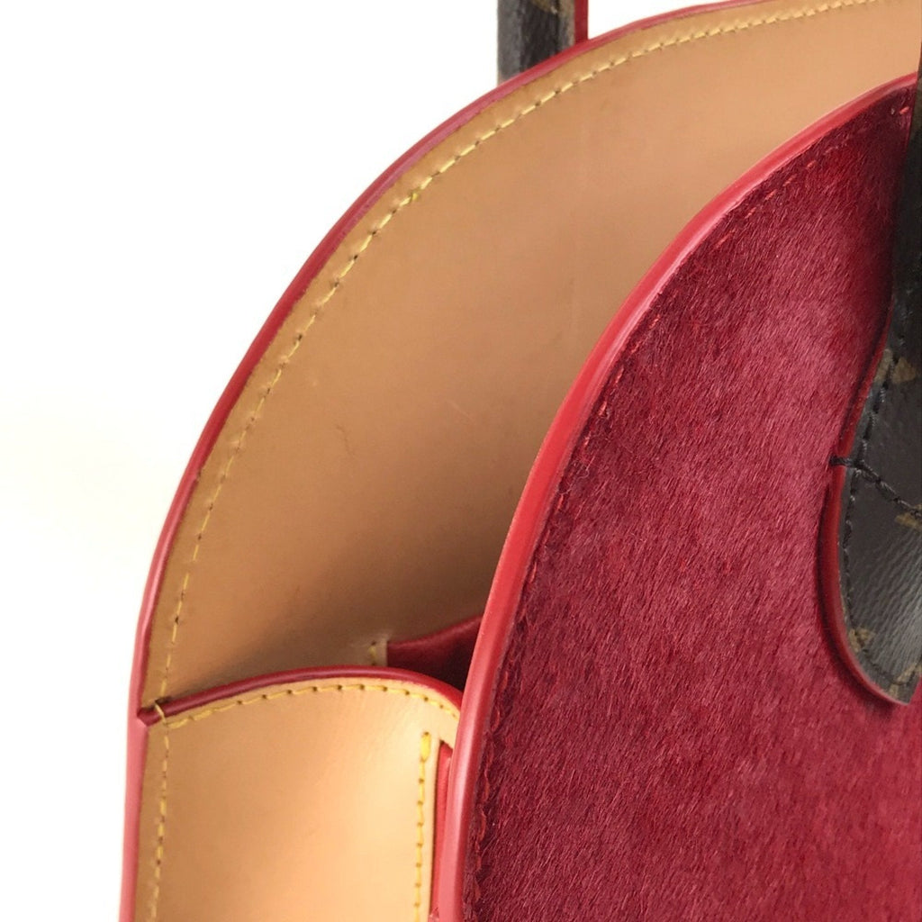Louis Vuitton Brown Monogram Red Color Monogram Leather Handbag