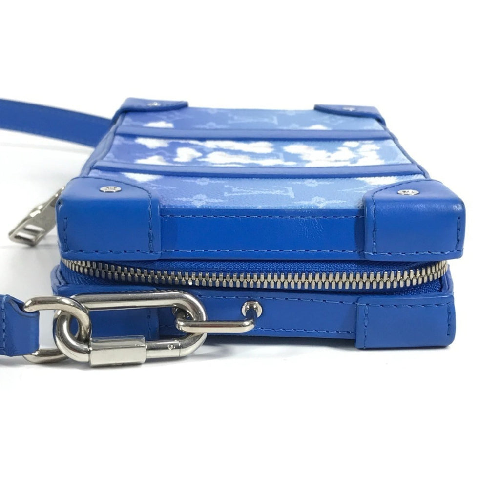 Louis Vuitton Blue White Leather Clutch Bag Pochette Shoulder Bag