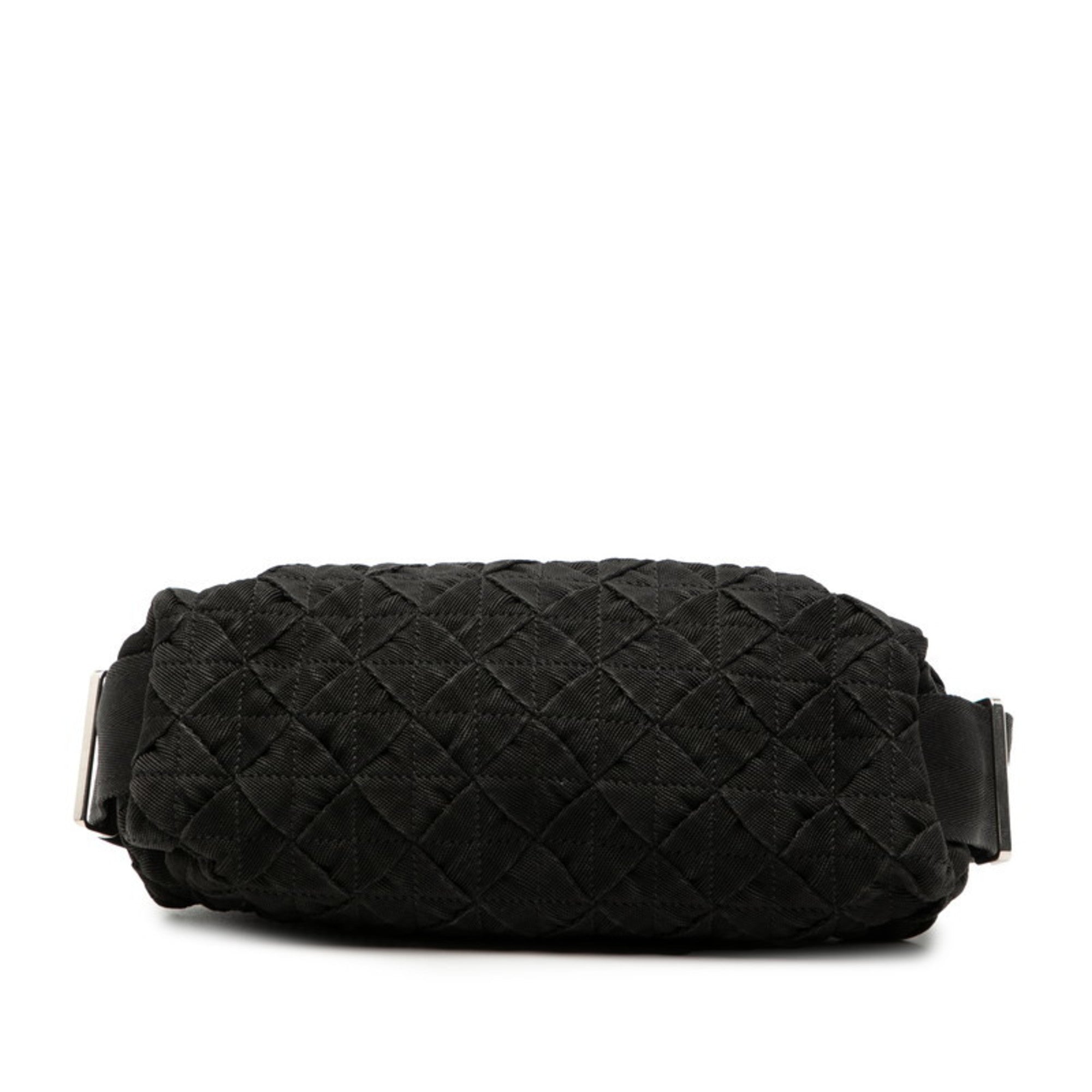 Bottega Veneta Black Canvas Nylon Shoulder Bag