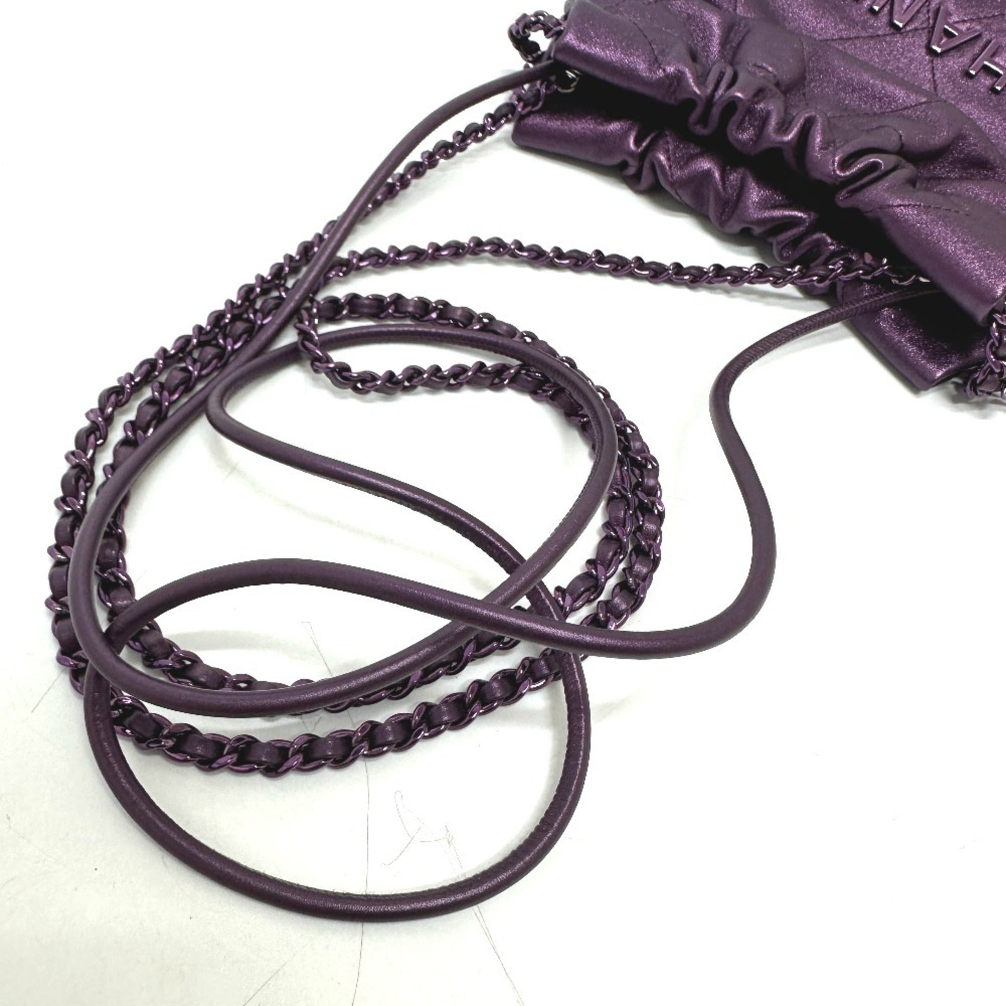 Chanel Purple Leather Shoulder Bag