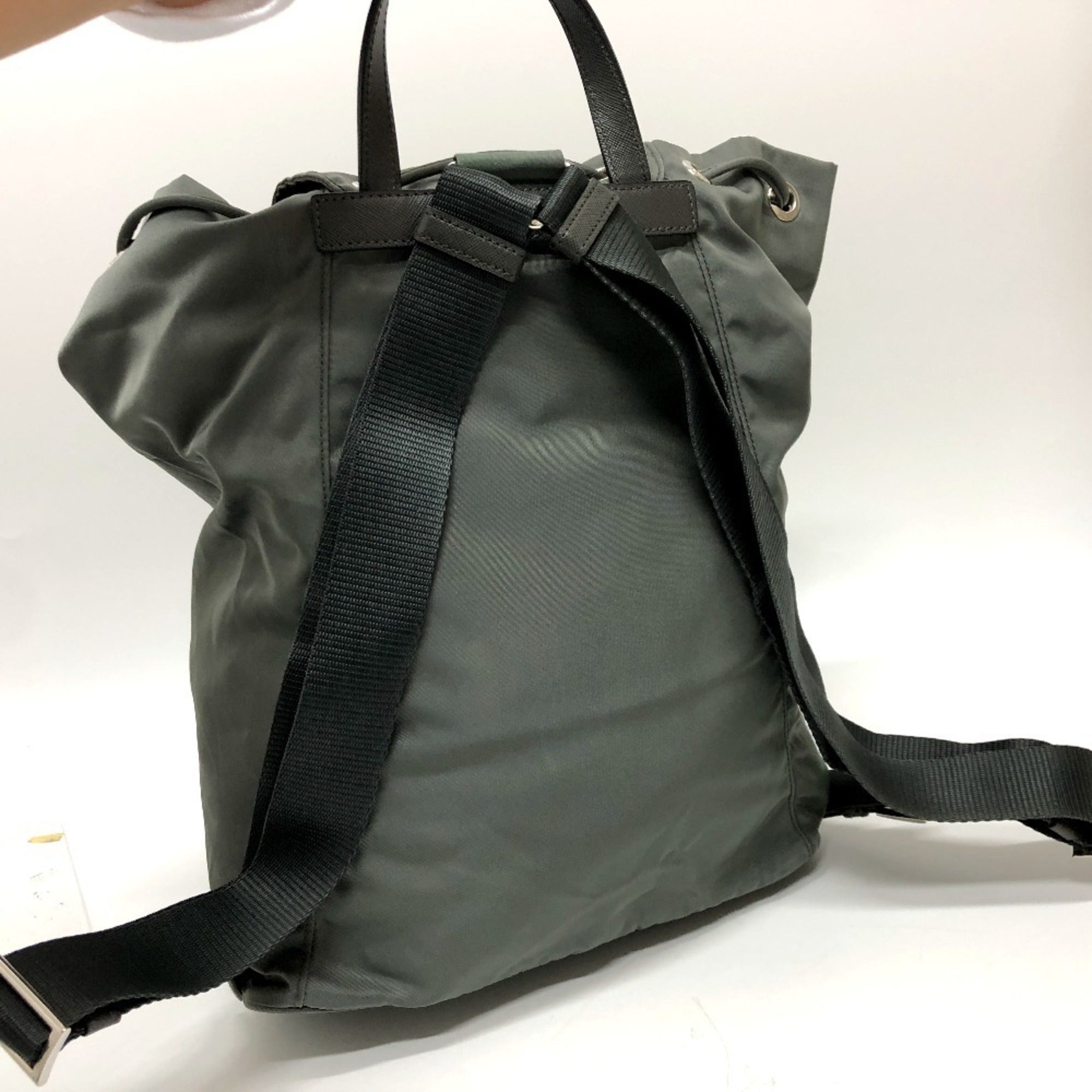 Prada Gray Leather Backpack