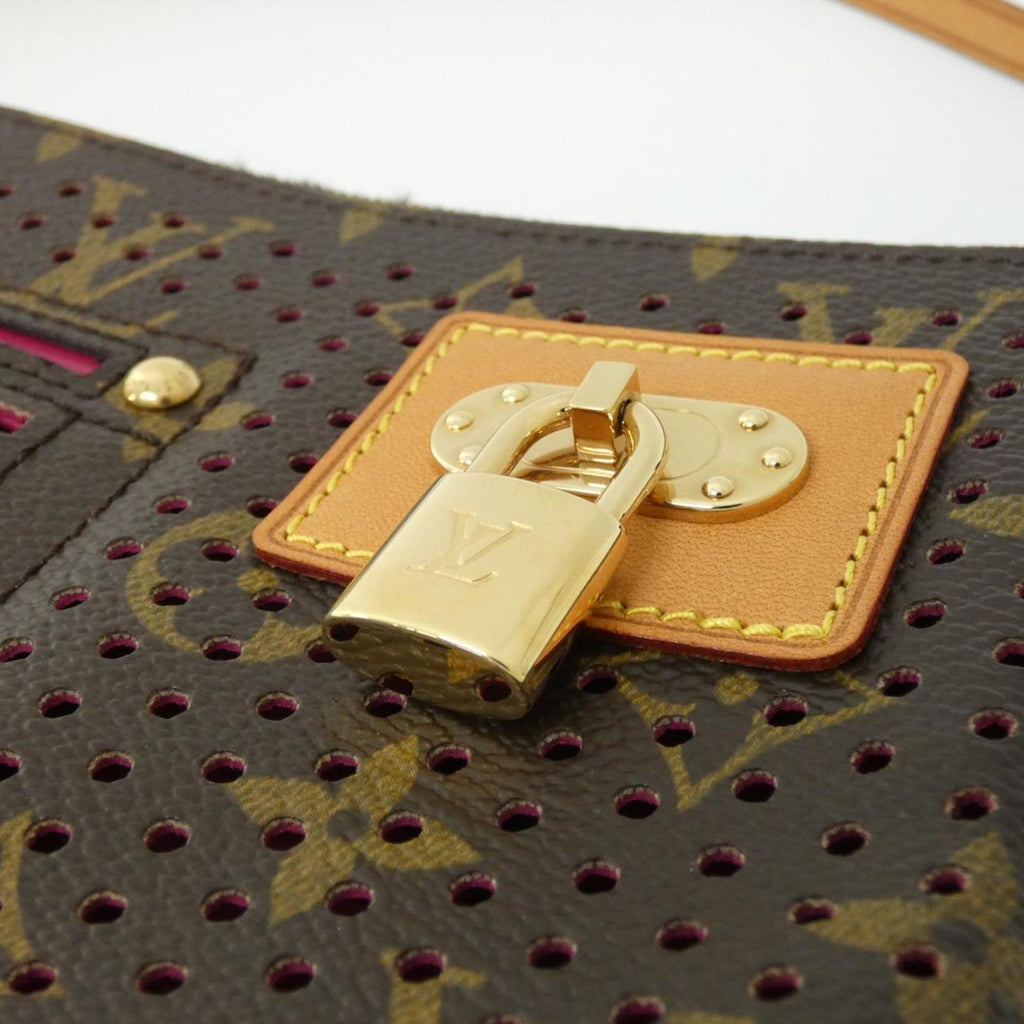 Louis Vuitton Monogram Perfo Fuchsia Marron Coated Canvas Pochette Pouch