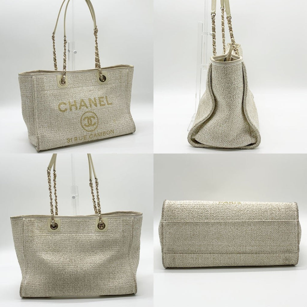 Chanel Beige Tweed Tote Bag