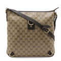 Gucci Beige Dark Brown Gg Crystal Coated Canvas Leather Shoulder Bag (Pre-Owned)
