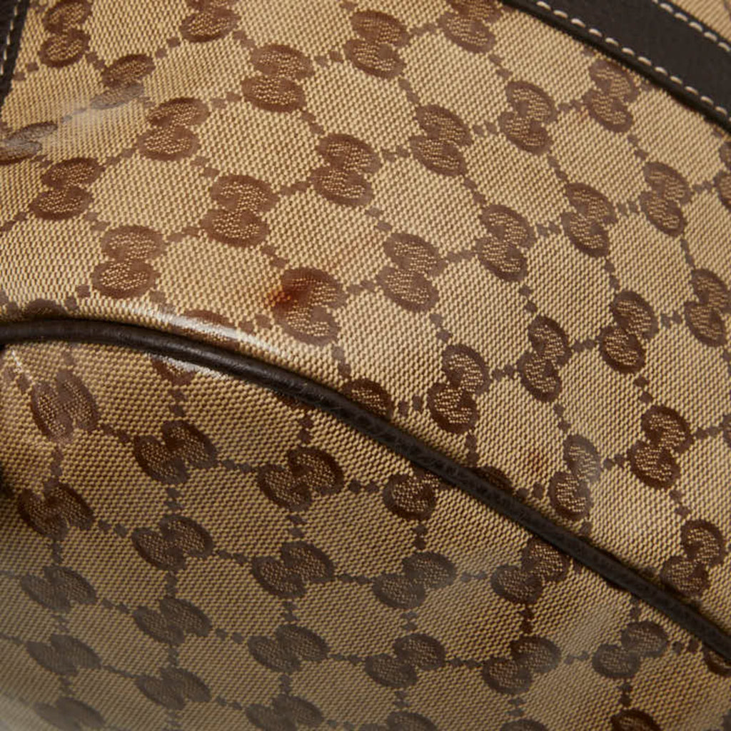 Gucci Beige Brown Pvc Leather Boston Bag Handbag (Pre-Owned)