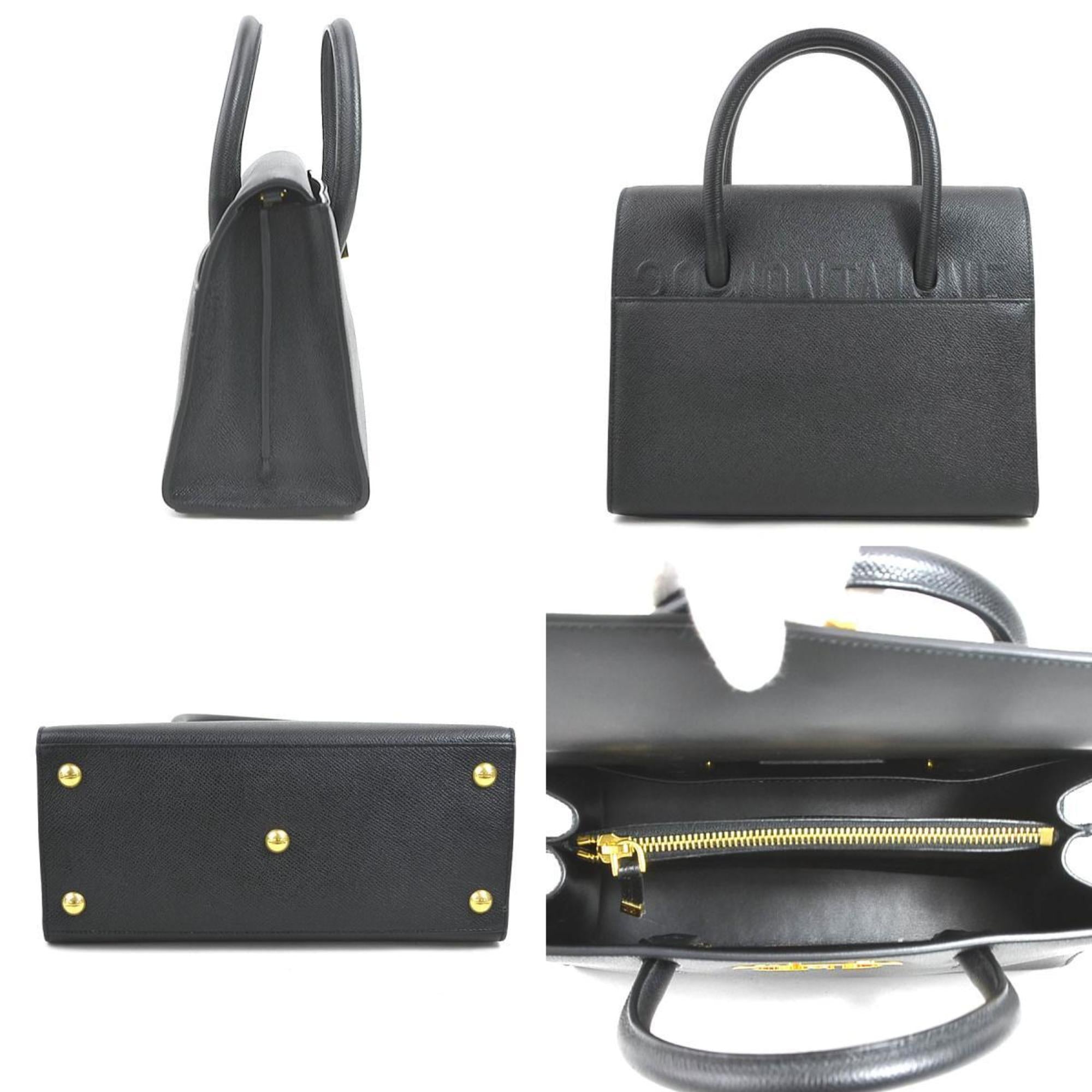 Christian Dior Black Leather Handbag Shoulder Bag (Pre-Owned)