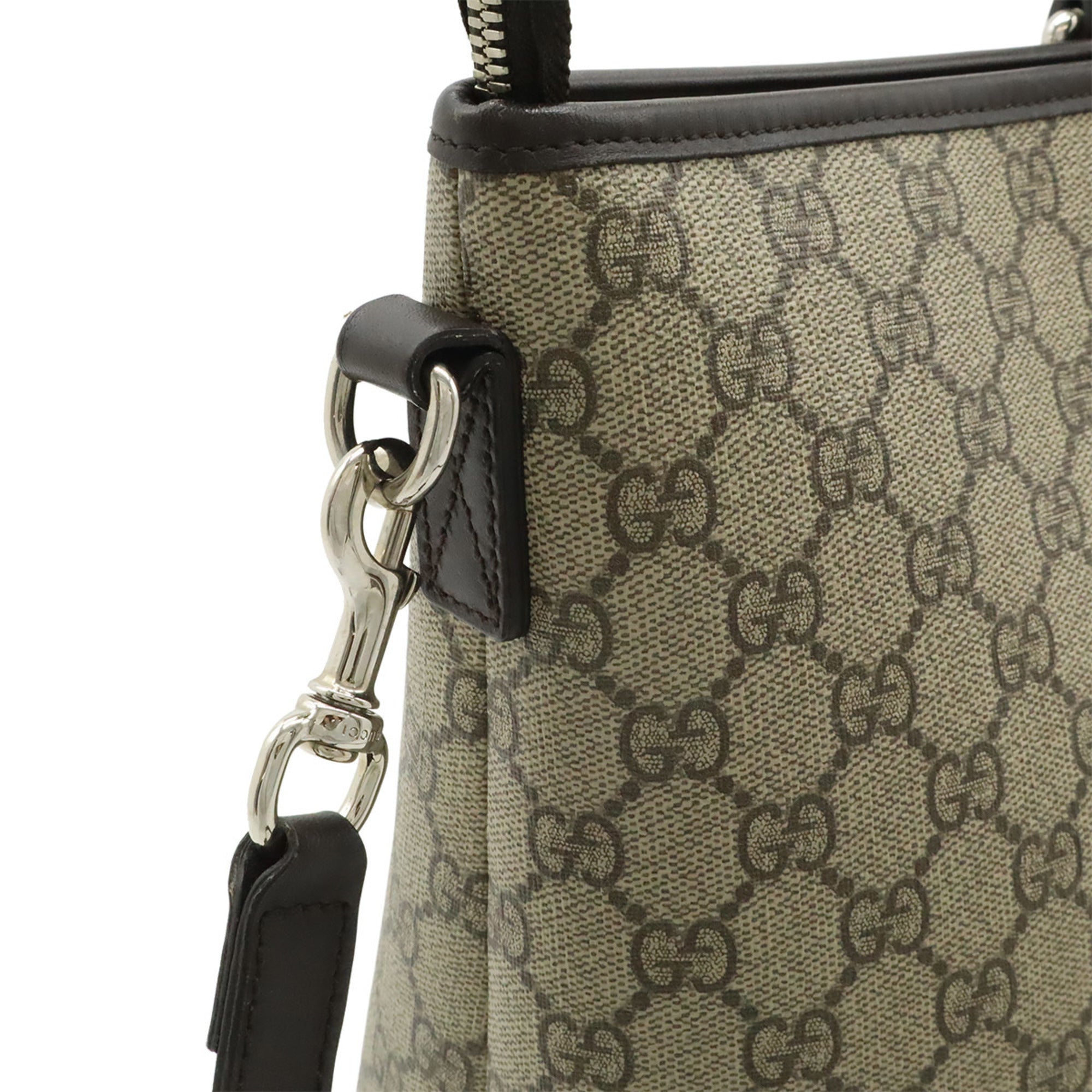 Gucci Beige Dark Brown Gg Supreme Shoulder Bag Tote Bag (Pre-Owned)