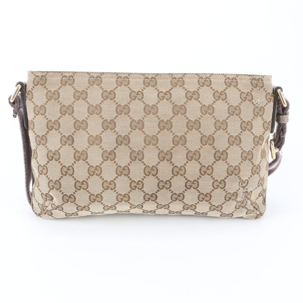 Gucci Beige Brown Pink Leather Canvas Handbag Shoulder Bag Tote Bag (Pre-Owned)
