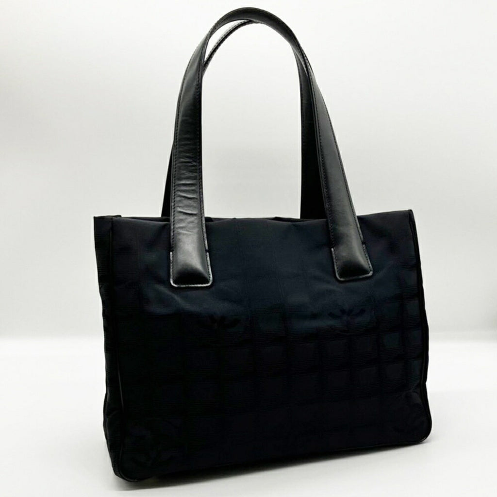 Chanel New Travel Line Black Nylon Leather Handbag Shoulder Bag