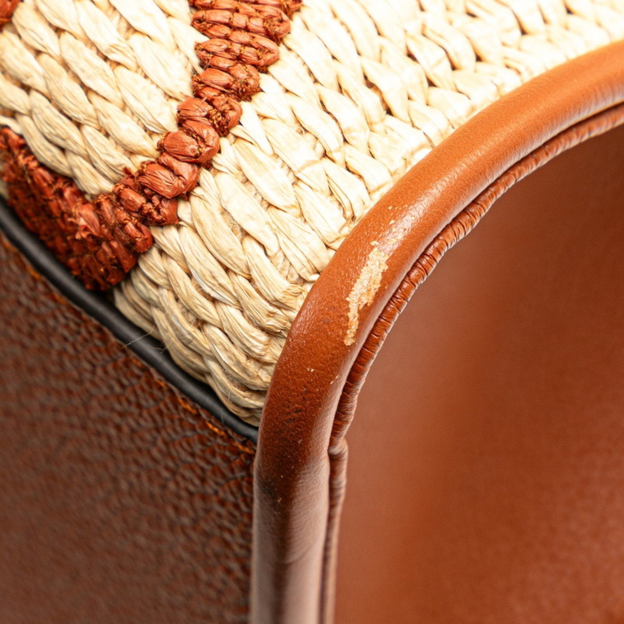 Louis Vuitton Beige Brown Raffia Leather Handbag Shoulder Bag