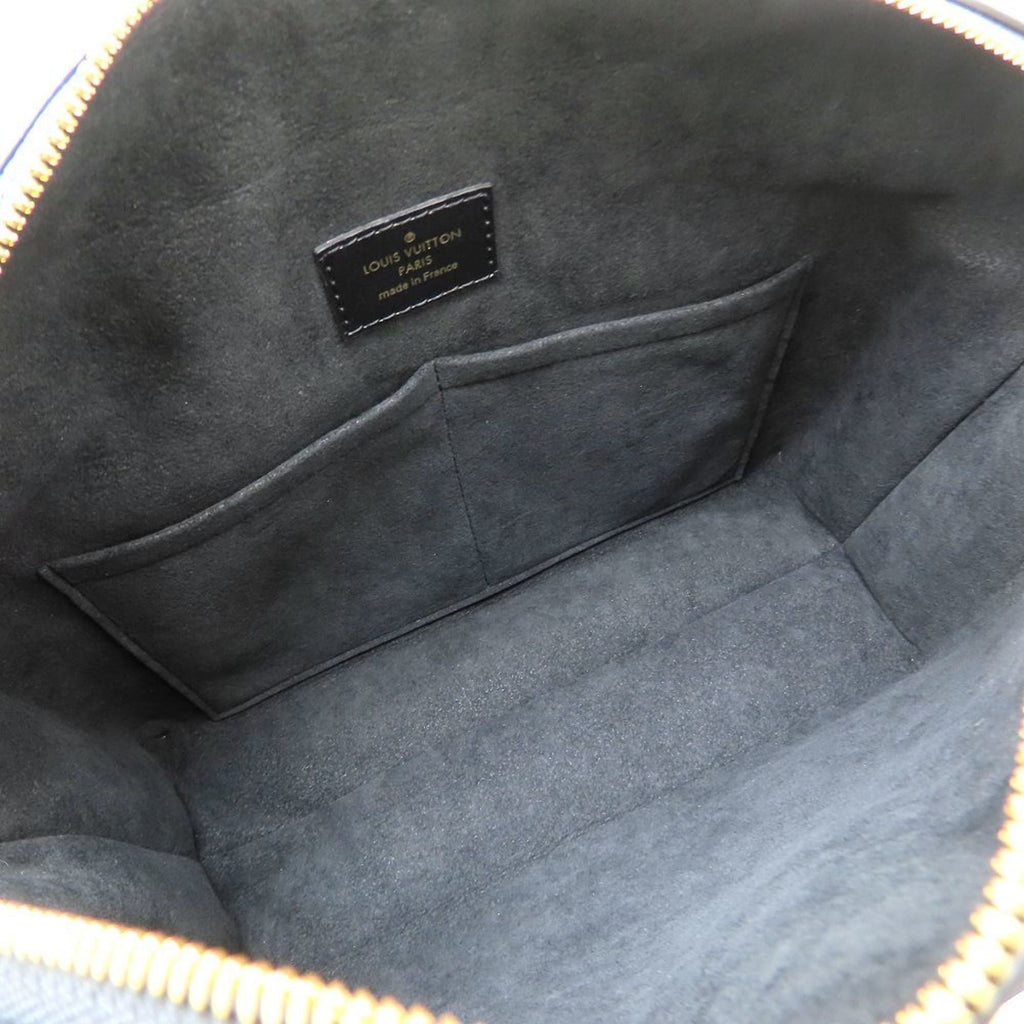 Louis Vuitton Black Brown Canvas Leather Handbag