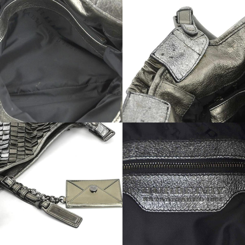 Burberry Metallic Gray Leather Shoulder Bag
