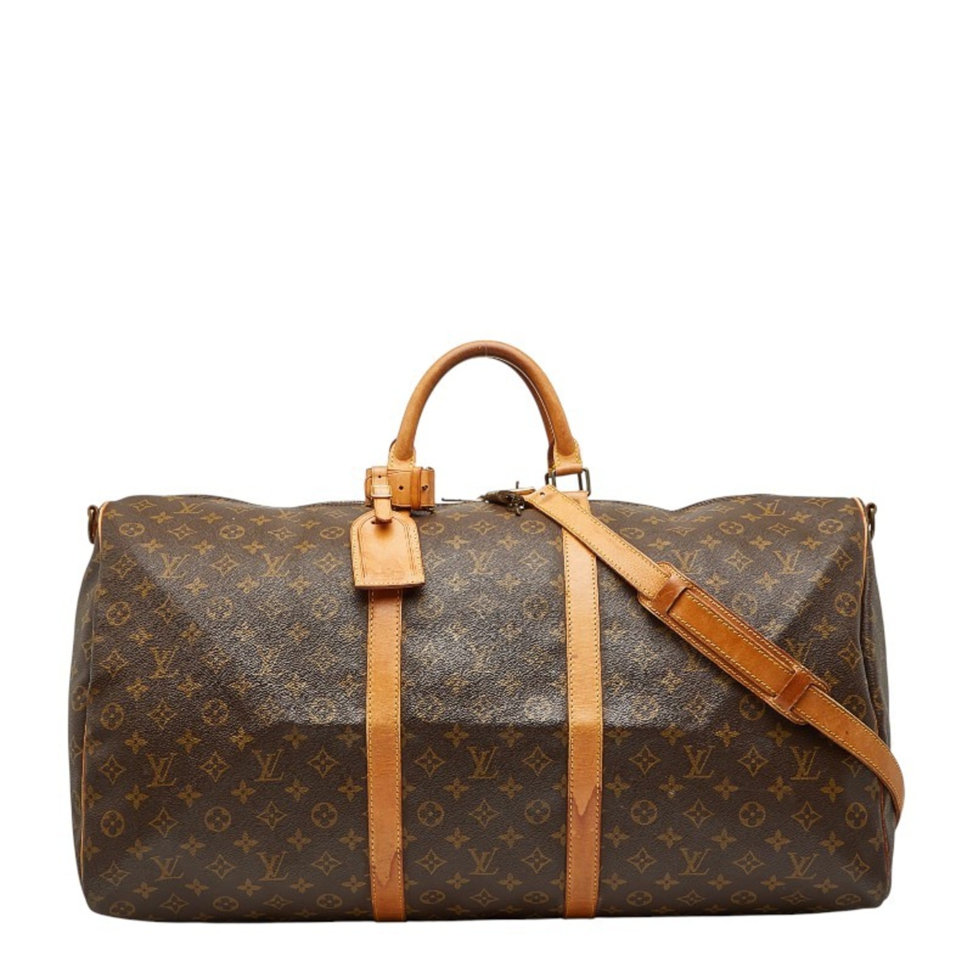 Louis Vuitton Brown Pvc Leather Boston Bag Shoulder Bag