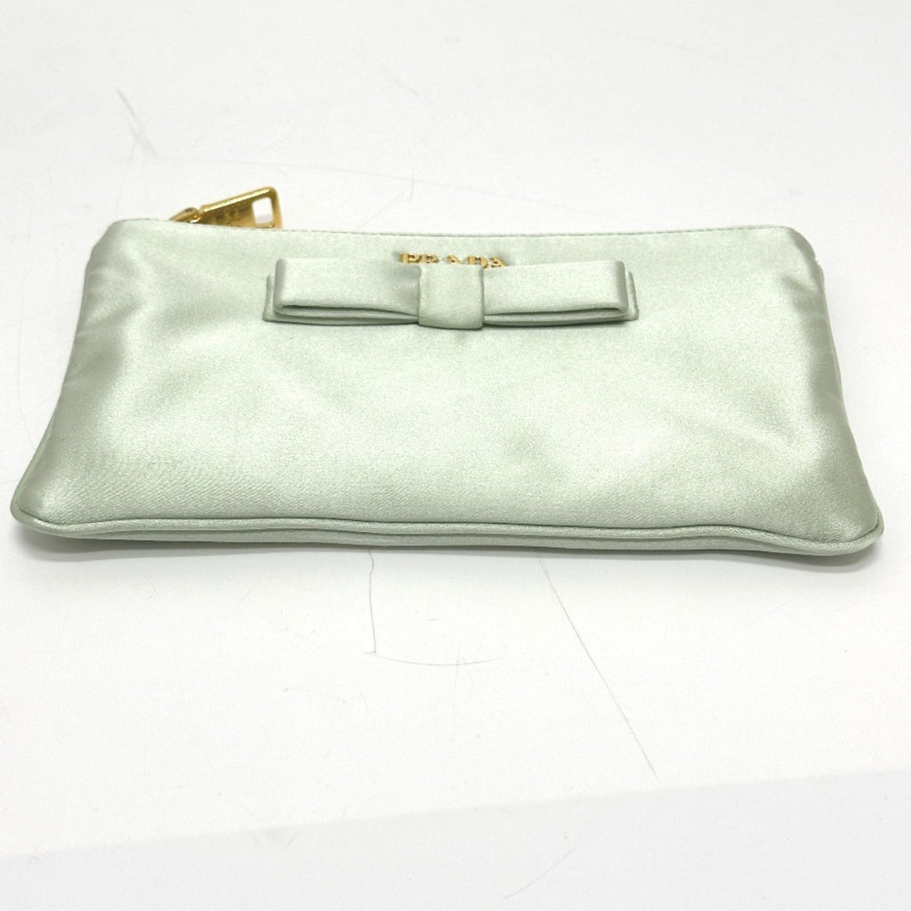 Prada Green Satin Clutch Bag
