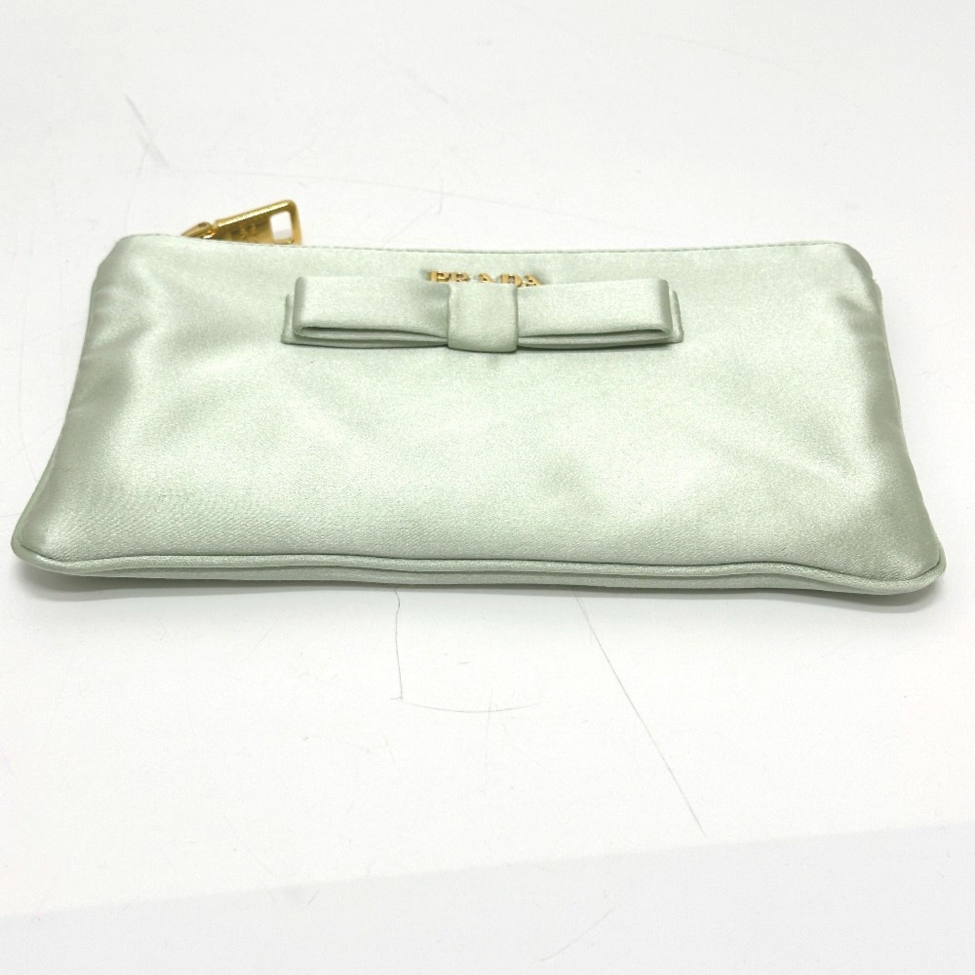 Prada Green Satin Clutch Bag