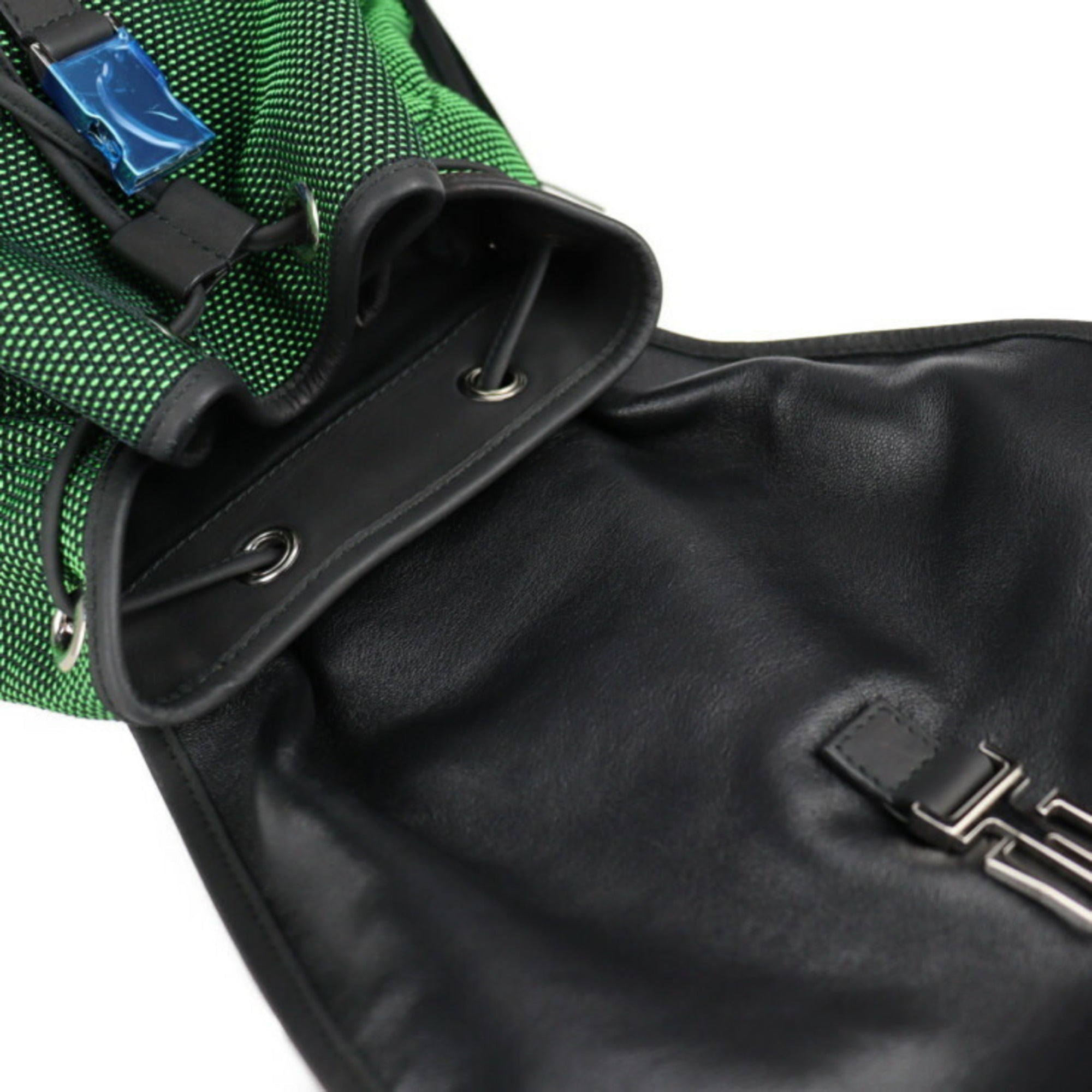 Balenciaga Black Green Nylon Canvas Leather Backpack