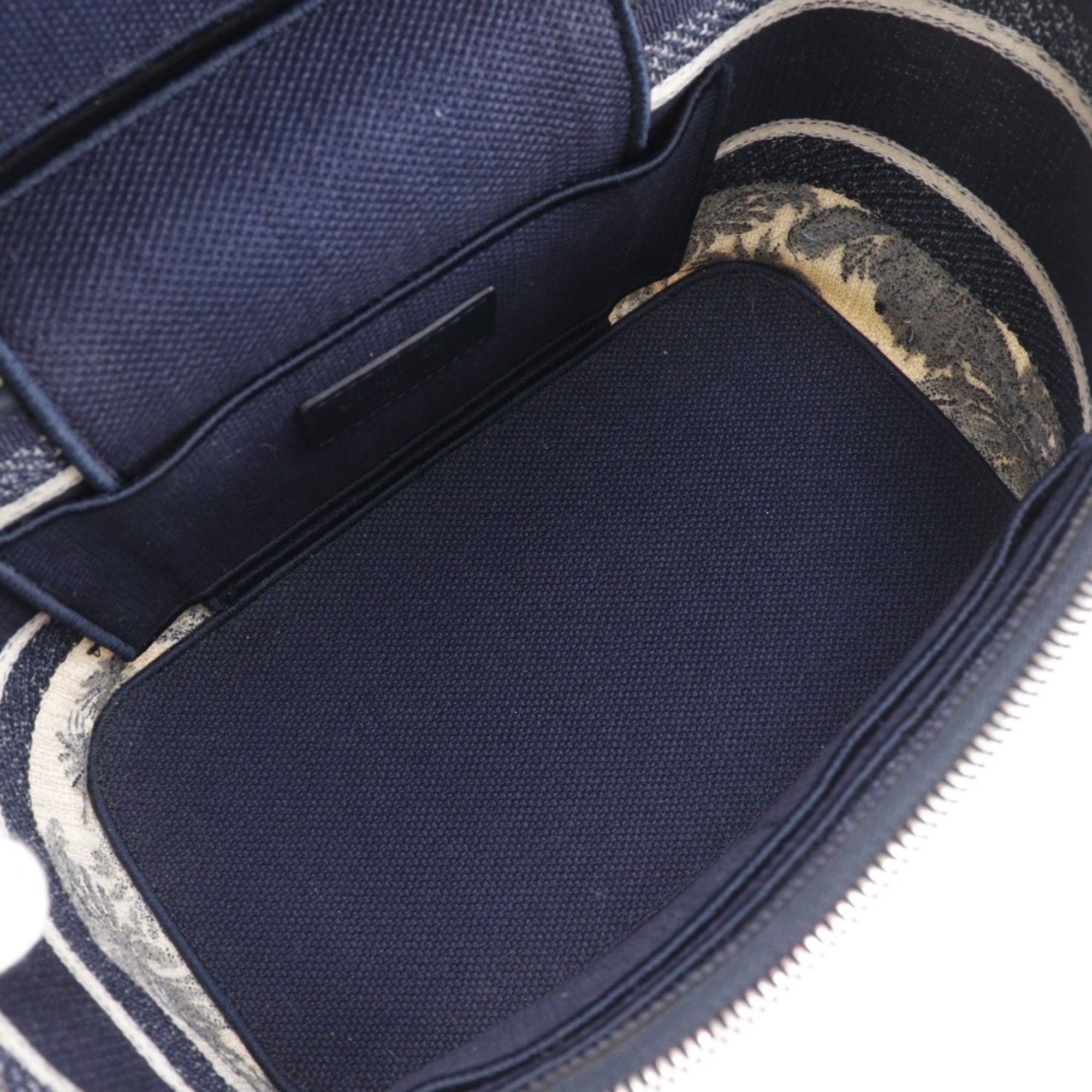 Christian Dior Navy White Canvas Handbag Weekend Bag (Pre-Owned)