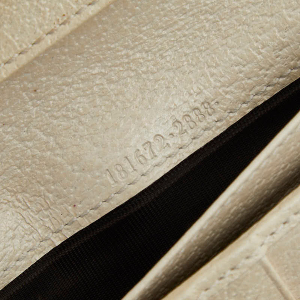Gucci Beige Ivory Canvas Leather Long Wallet (Bi-Fold) (Pre-Owned)