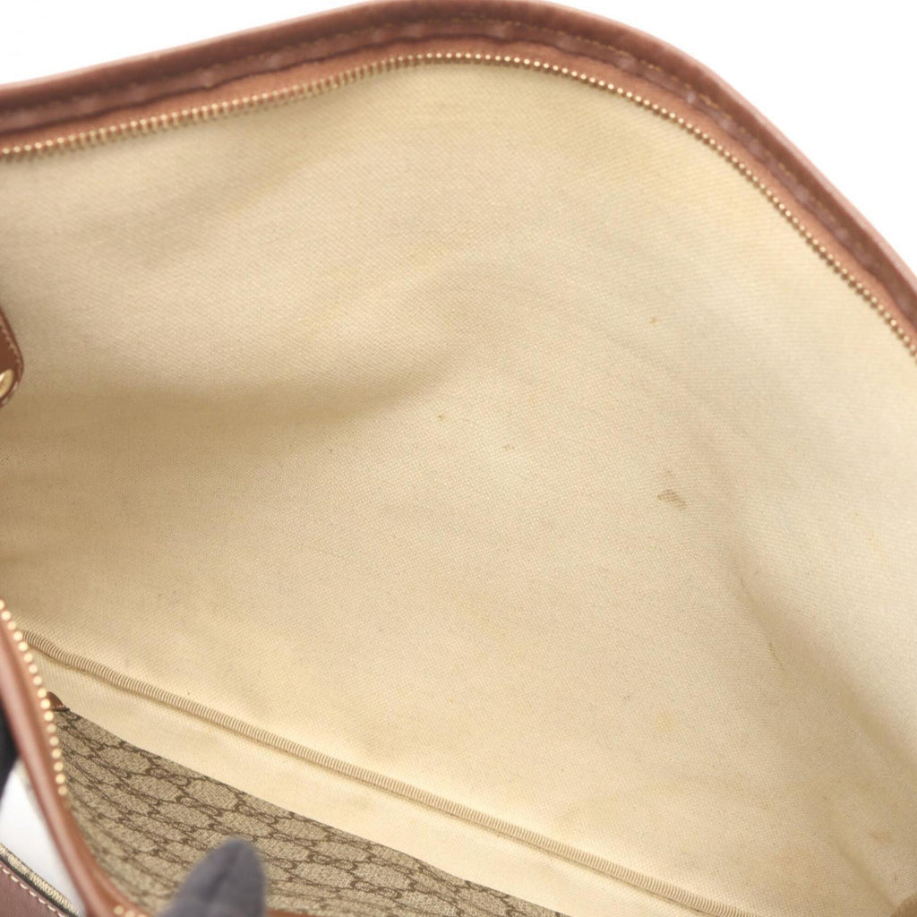 Gucci Beige Brown Pvc Coated Canvas Leather Handbag Shoulder Bag (Pre-Owned)