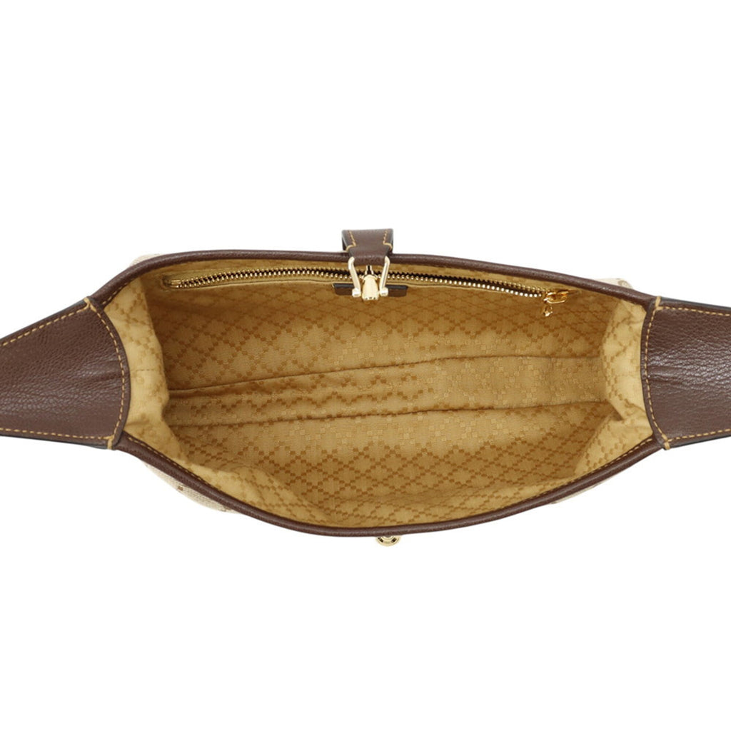 Gucci Brown Gg Canvas Leather Handbag Shoulder Bag (Pre-Owned)