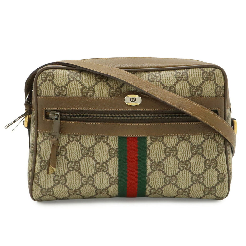Gucci Beige Beige Brown Brown Green Red Color Gg Plus Pochette Shoulder Bag (Pre-Owned)