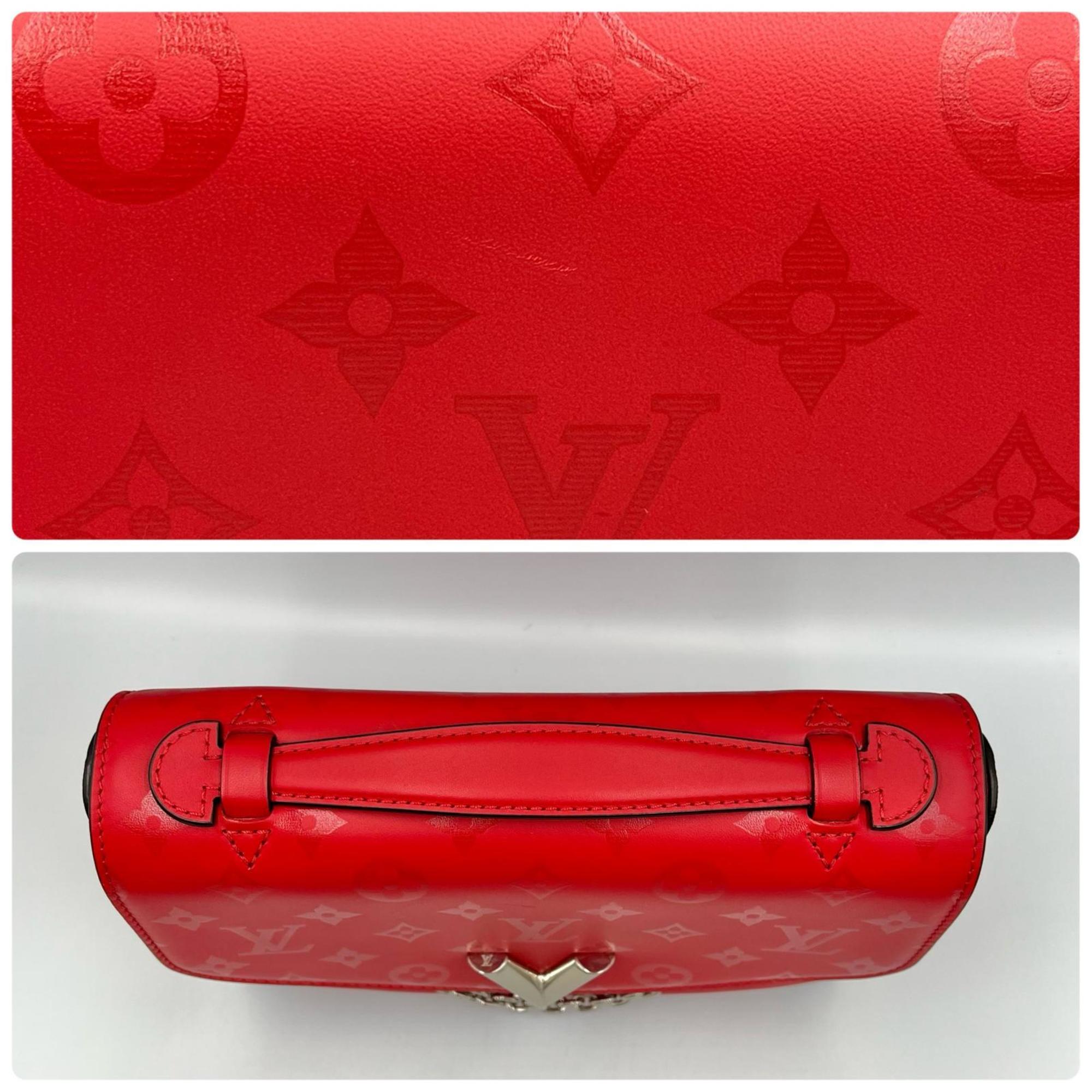 Louis Vuitton Red Color Leather Handbag Shoulder Bag