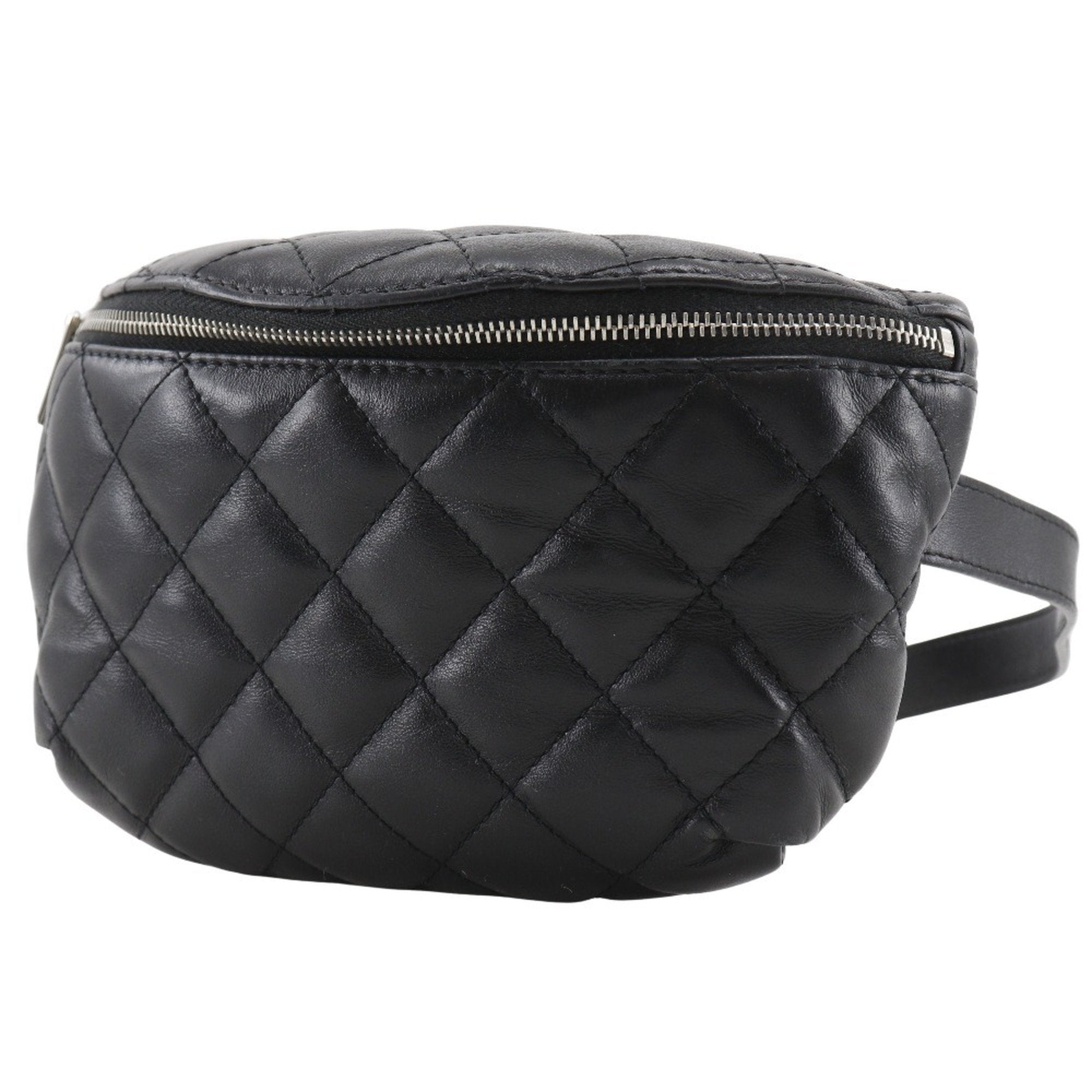 Chanel Black Leather Fanny Pack Sling Bag