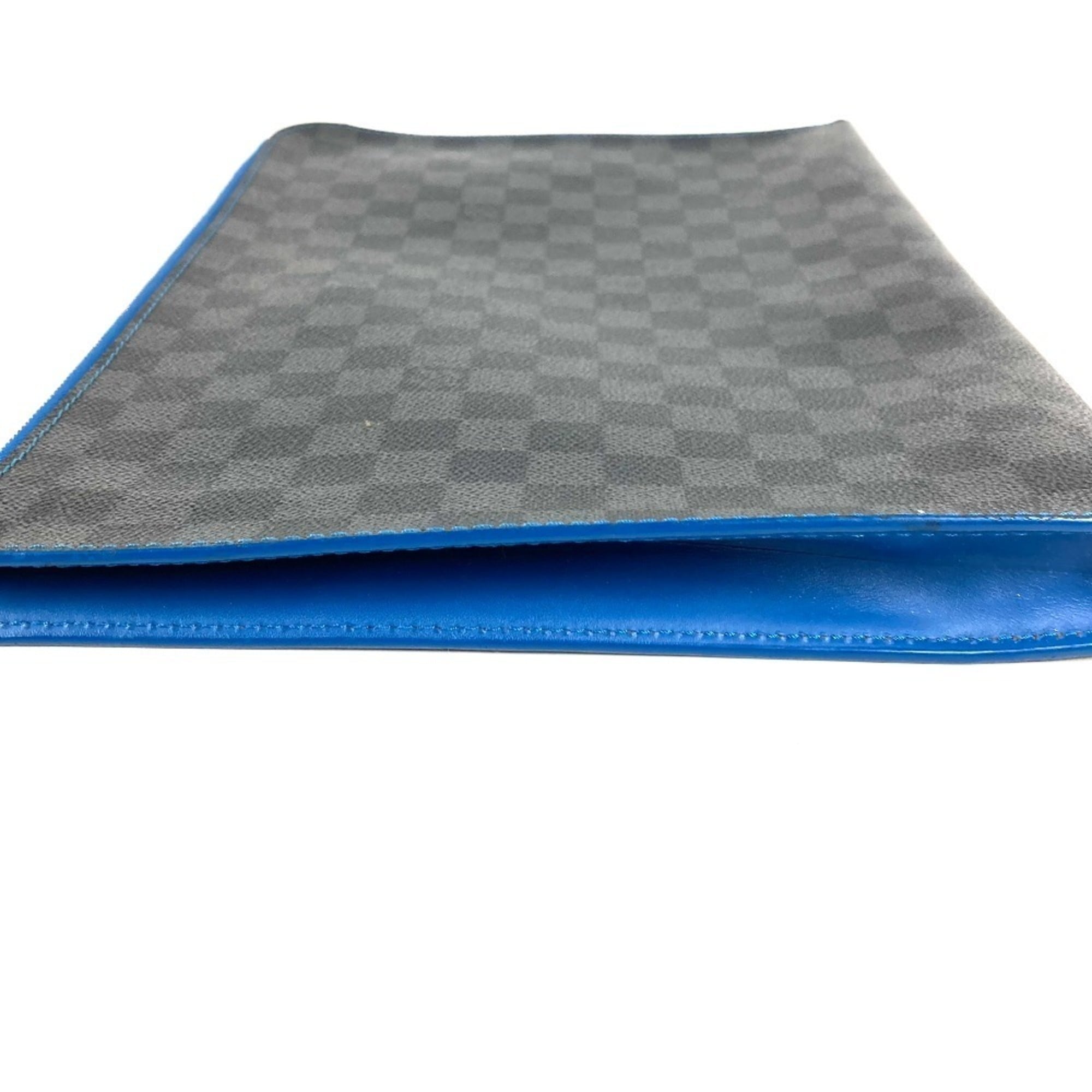 Louis Vuitton Black Blue Damier Graphite Clutch Bag Pochette Pouch