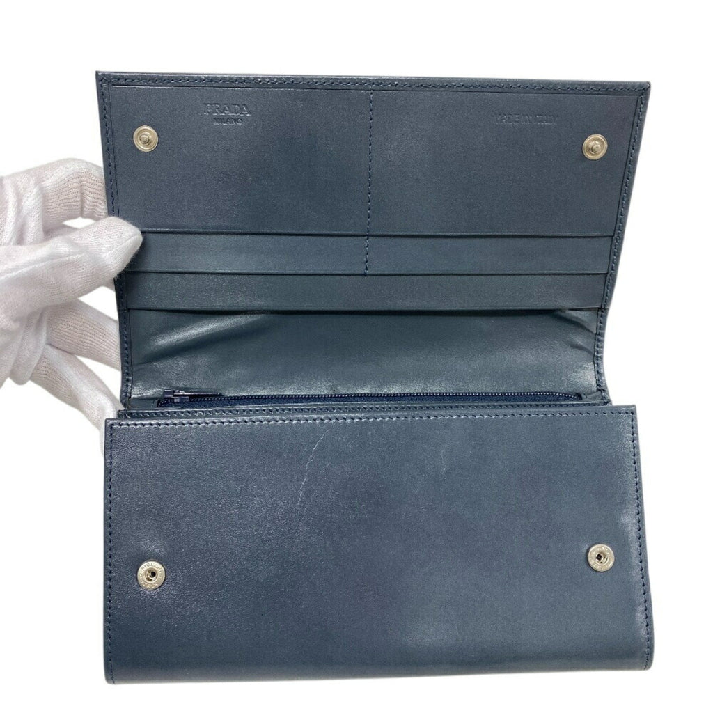Prada Blue Leather Wallet (Bi-Fold)