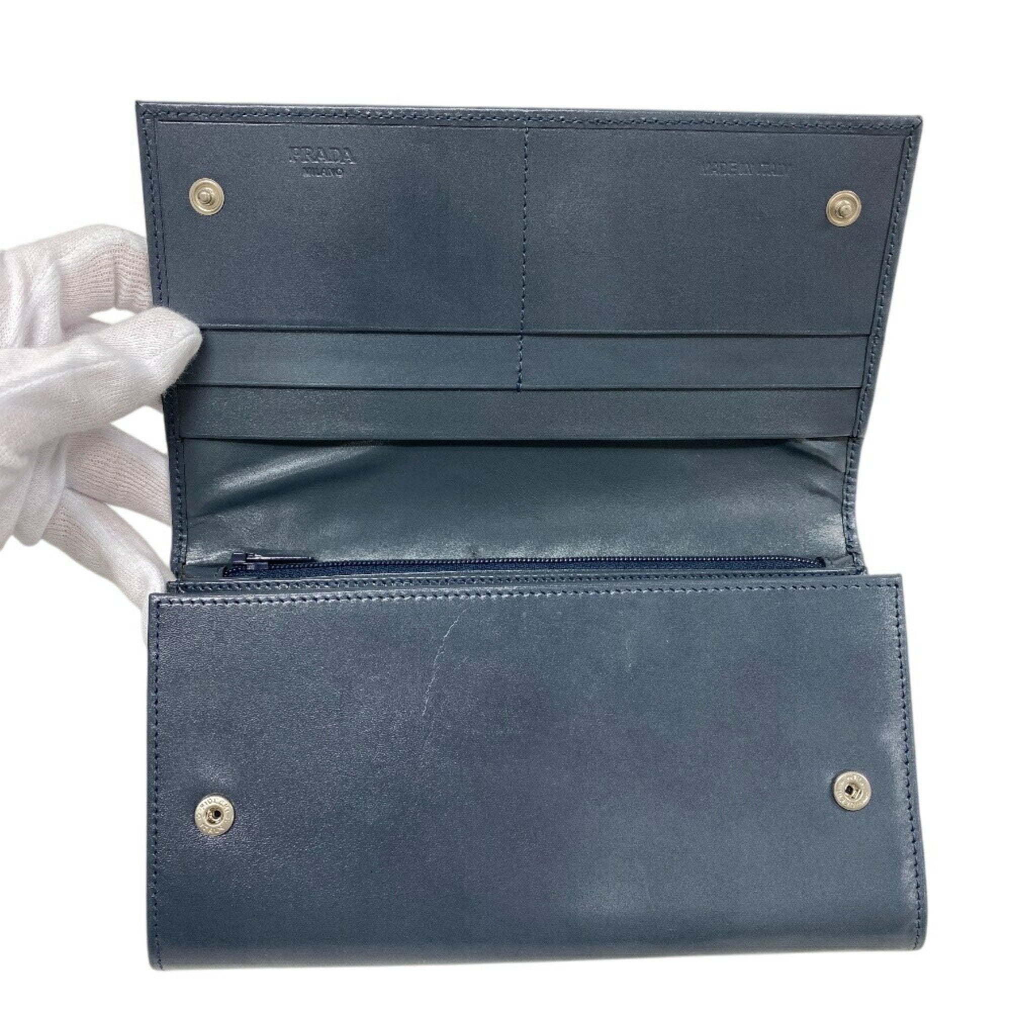 Prada Blue Leather Wallet (Bi-Fold)