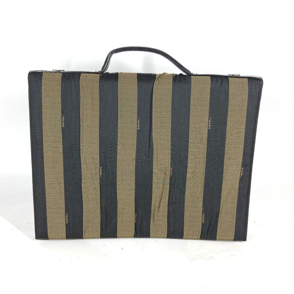 Fendi Black Brown Nylon Leather Briefcase Handbag Tote Bag