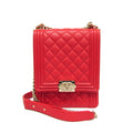 Chanel Boy Chanel Red Color Leather Shoulder Bag