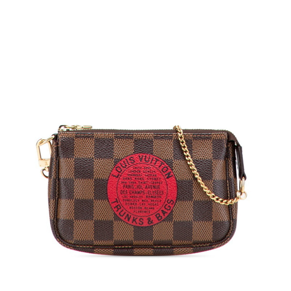 Louis Vuitton Damier Brown Red Color Pvc Leather Handbag Pochette