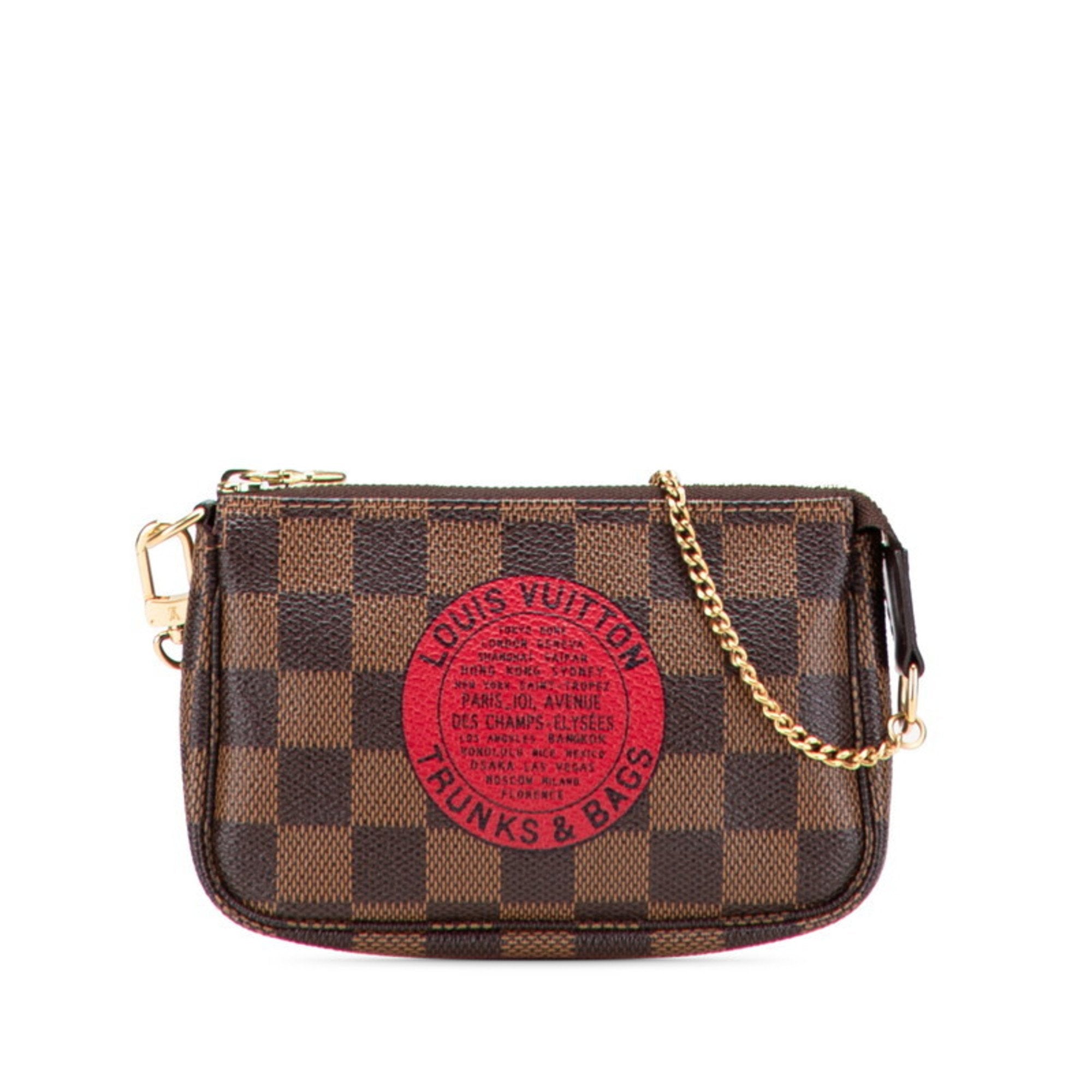 Louis Vuitton Damier Brown Red Color Pvc Leather Handbag Pochette