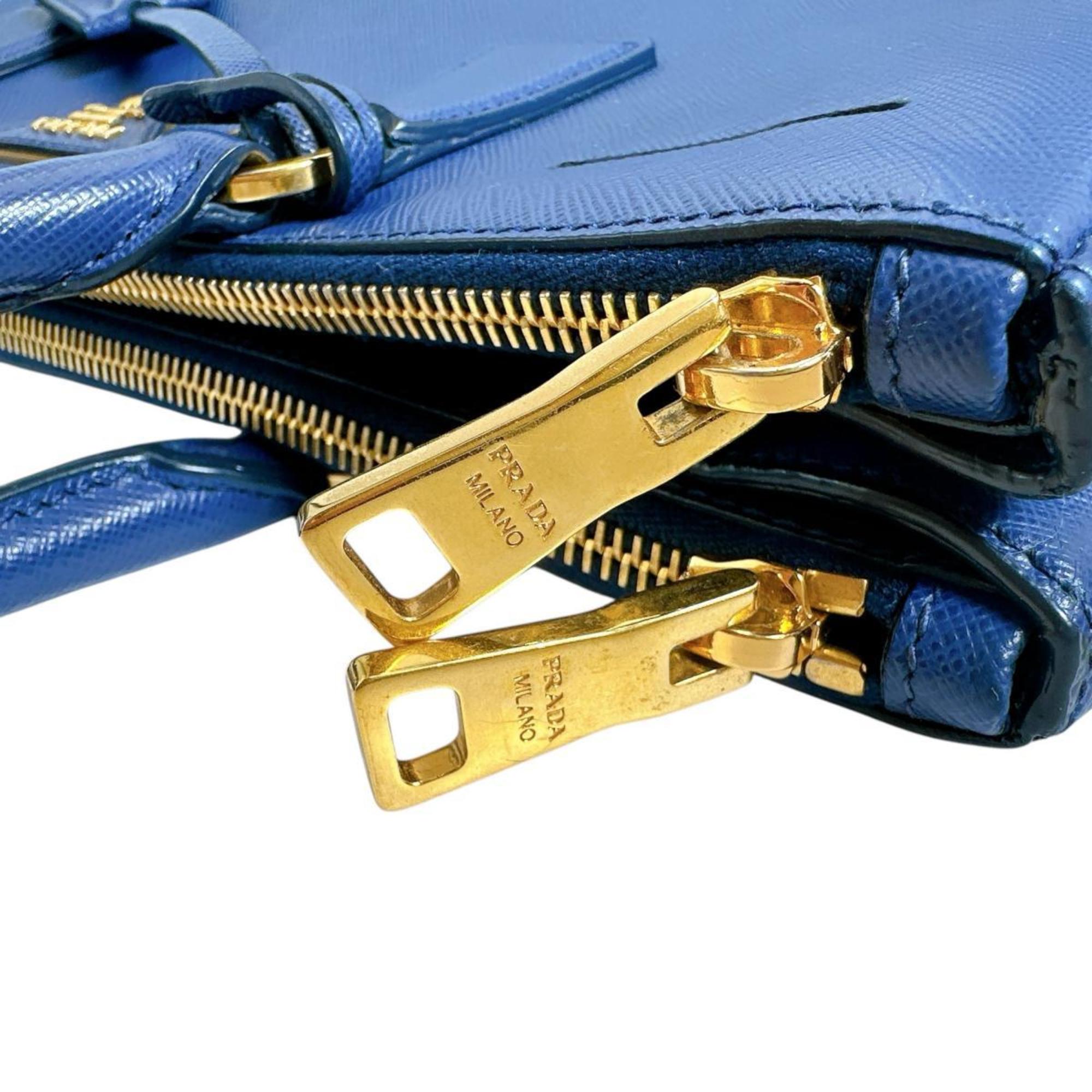 Prada Blue Leather Handbag Shoulder Bag