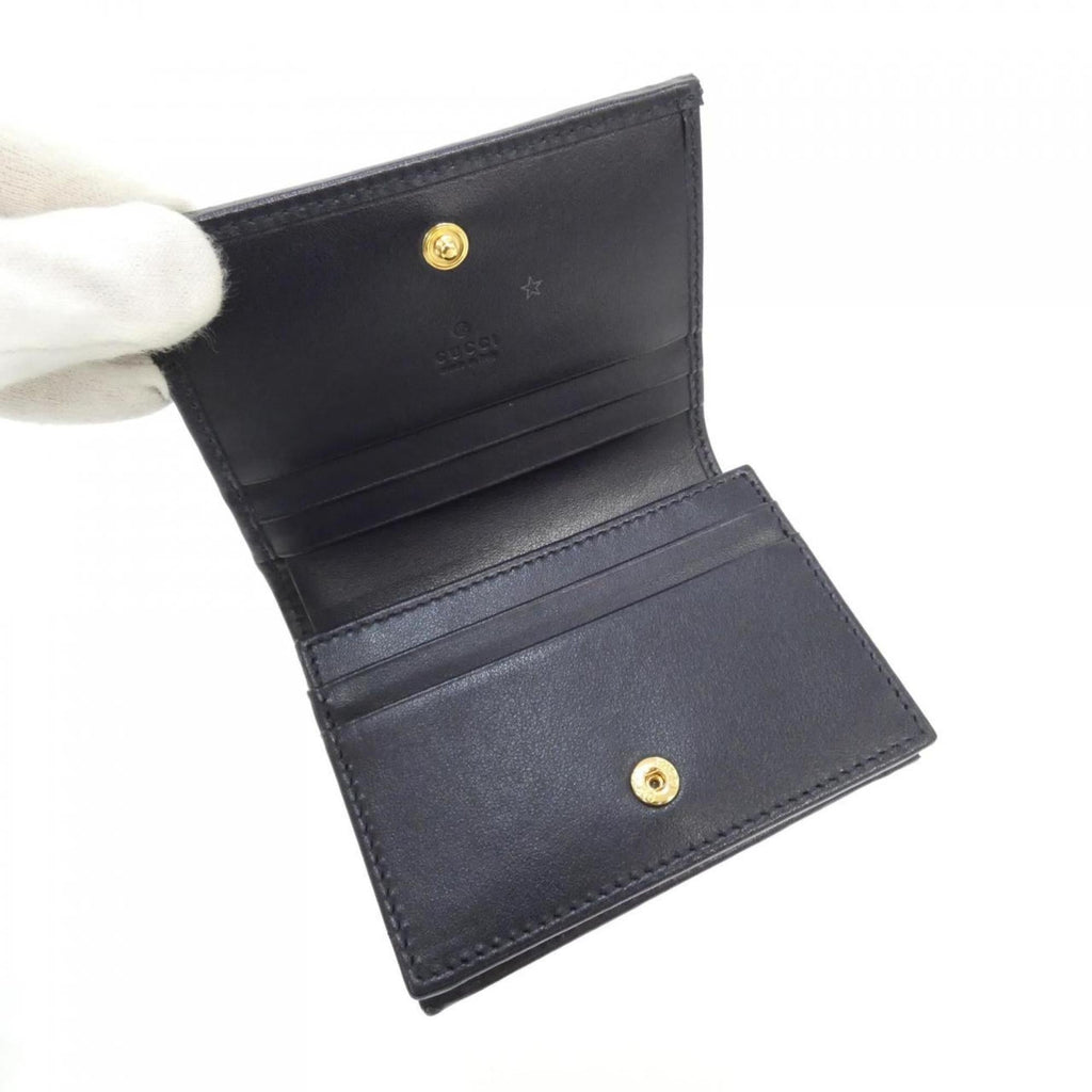 Gucci Beige Navy Canvas Leather Wallet (Bi-Fold) (Pre-Owned)