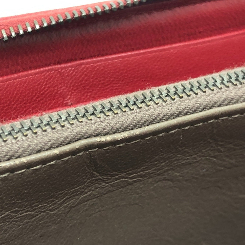 Bottega Veneta Intrecciato Red Color Leather Canvas Long Wallet (Bi-Fold)