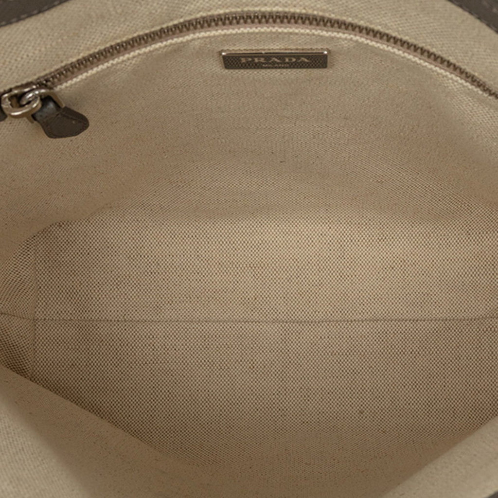 Prada Gray Leather Handbag Tote Bag