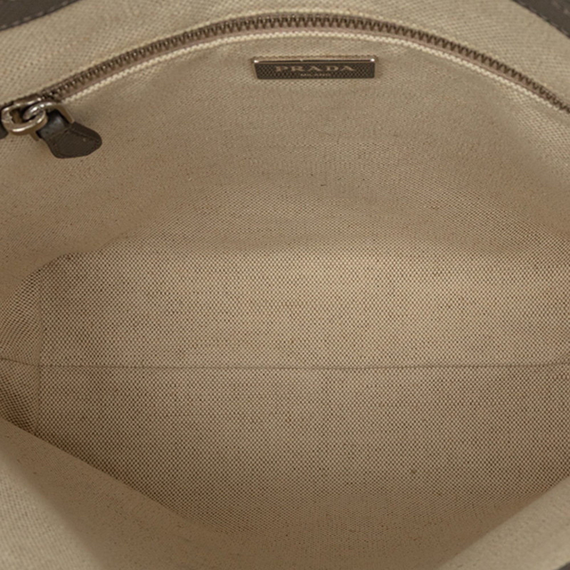 Prada Gray Leather Handbag Tote Bag