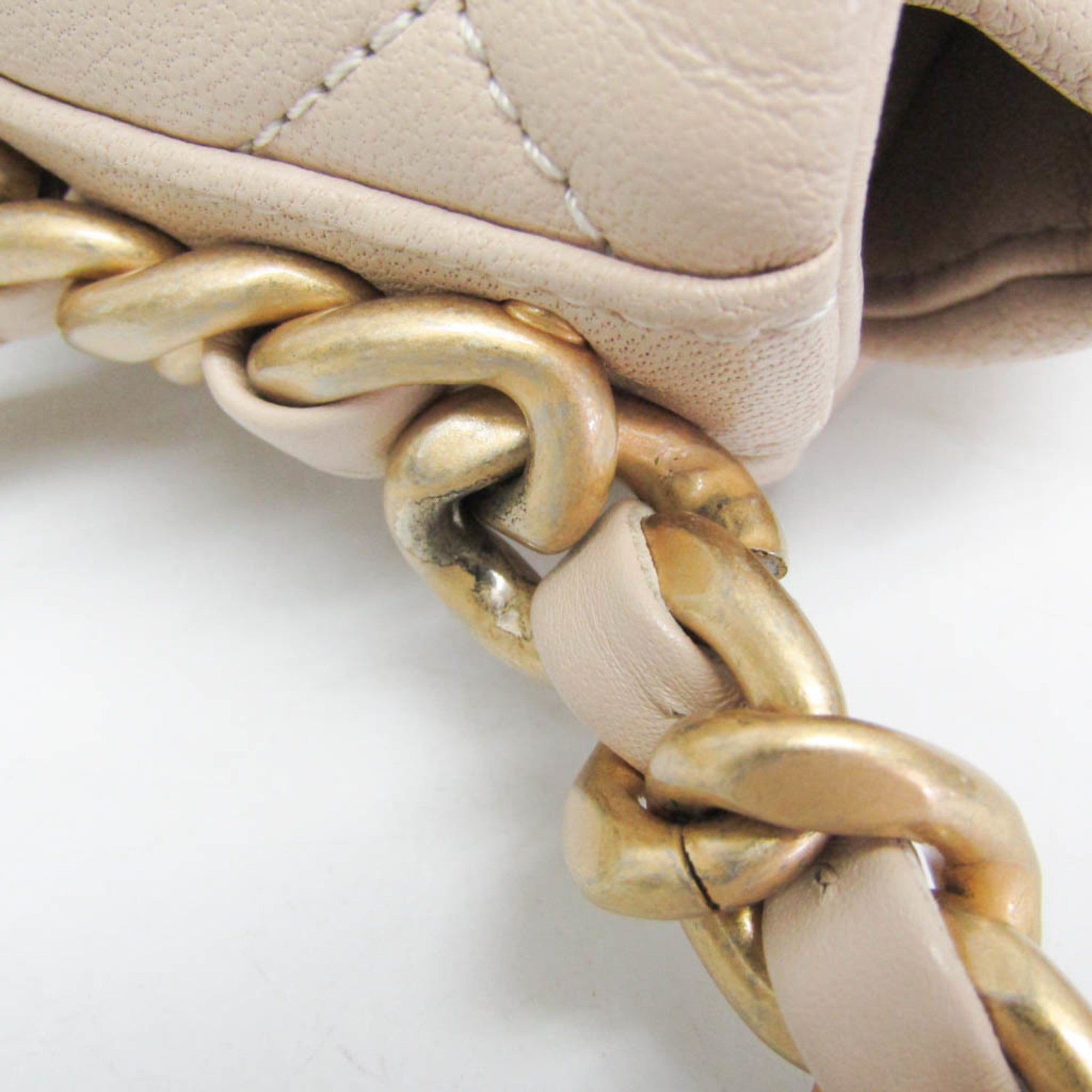 Chanel Light Beige Leather Shoulder Bag