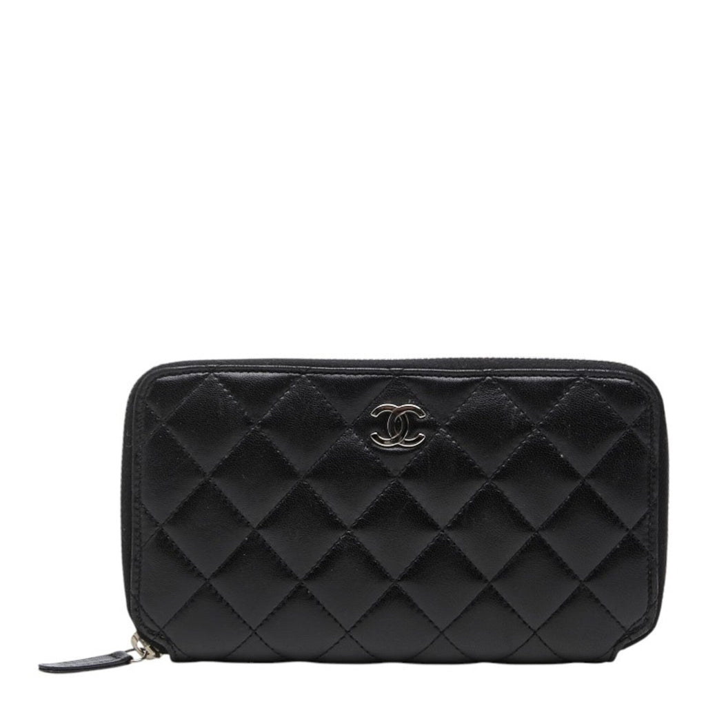 Chanel Matelasse Black Leather Long Wallet (Bi-Fold)
