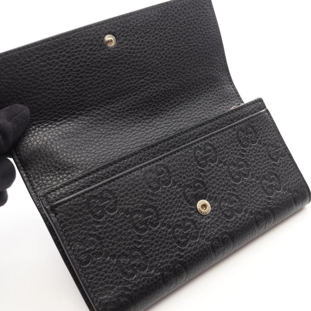 Gucci Black Leather Long Wallet (Bi-Fold) (Pre-Owned)