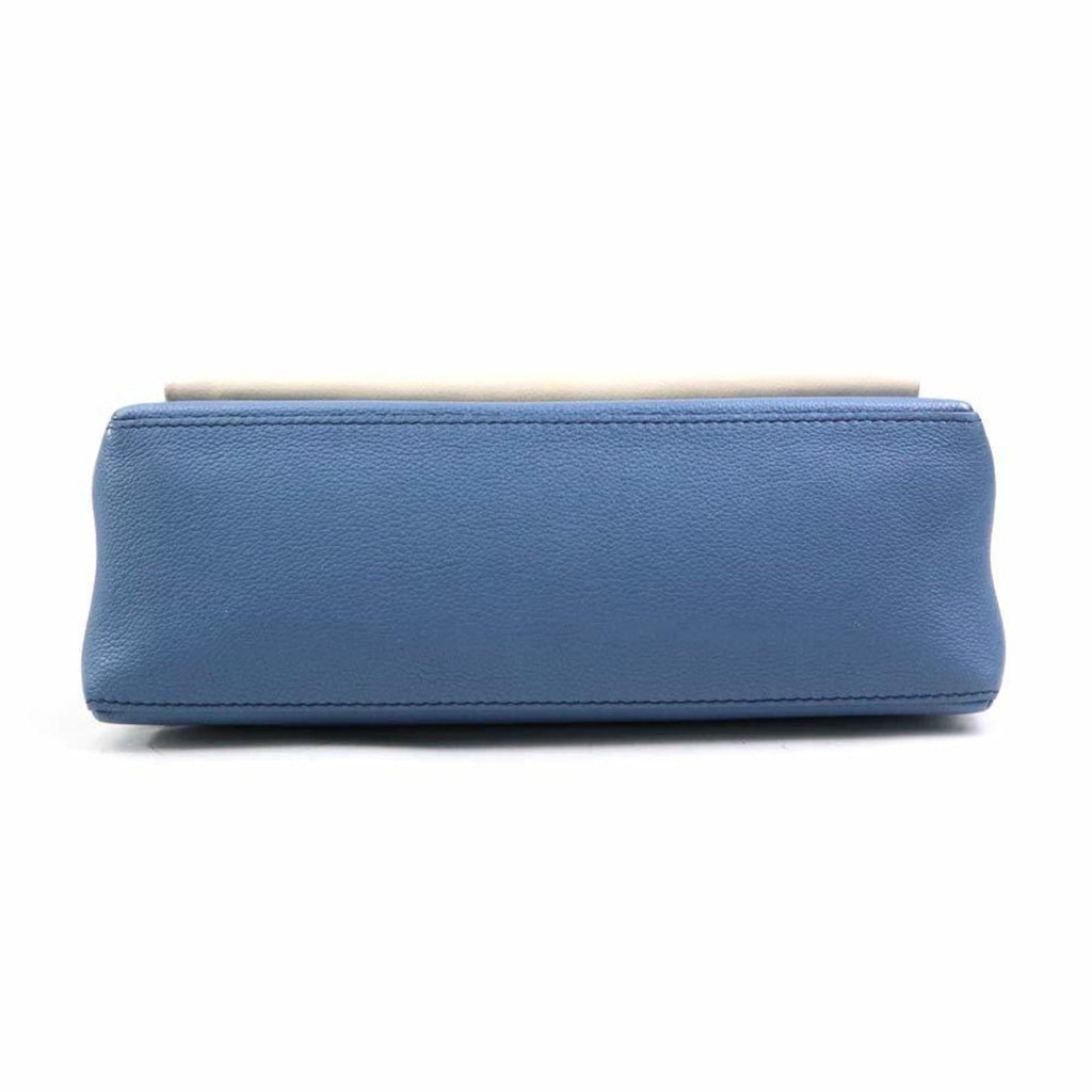 Louis Vuitton Blue Ivory Leather Handbag Shoulder Bag