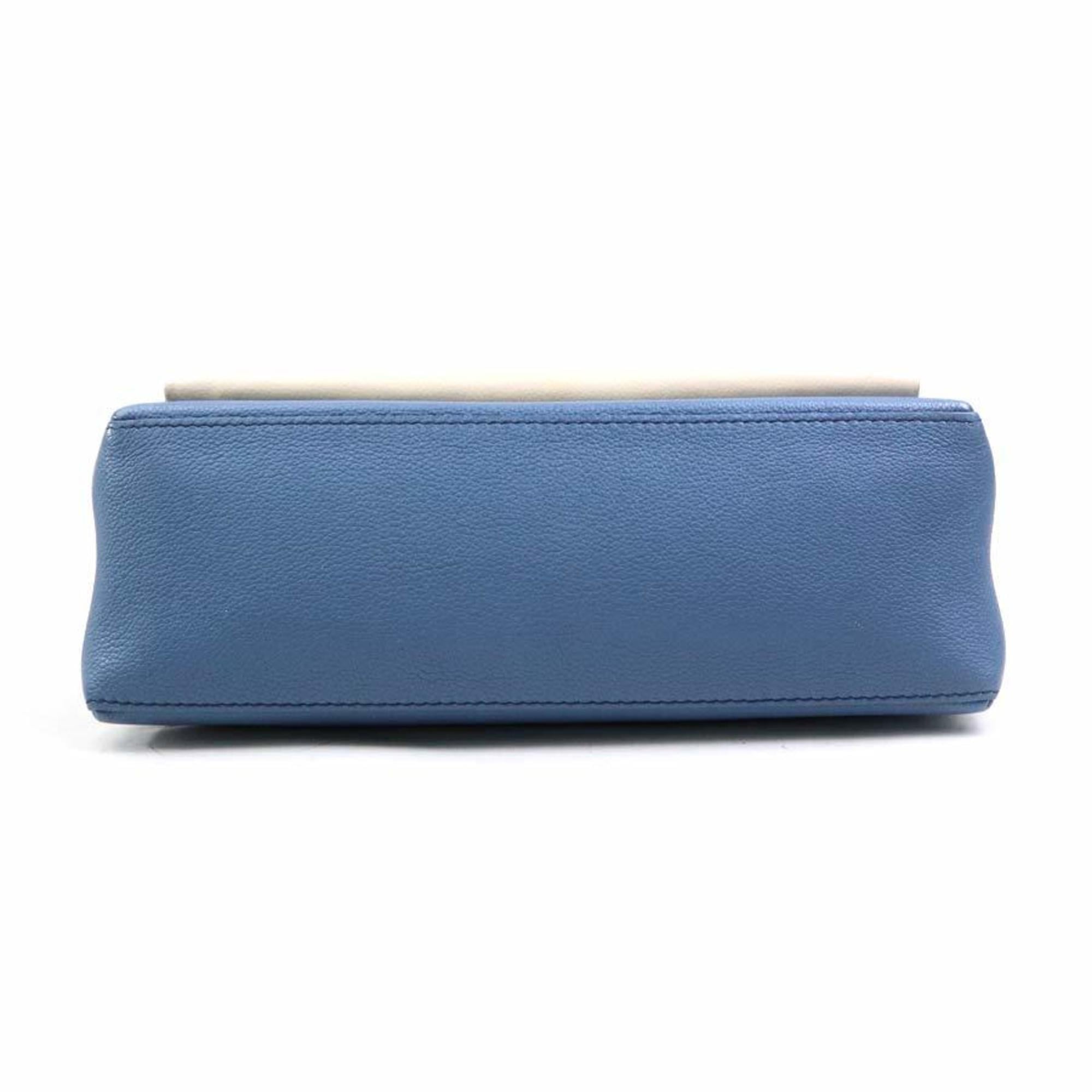 Louis Vuitton Blue Ivory Leather Handbag Shoulder Bag