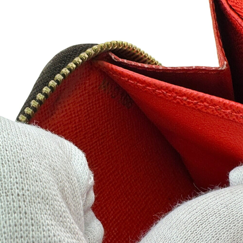 Louis Vuitton Brown Red Color Leather Long Wallet