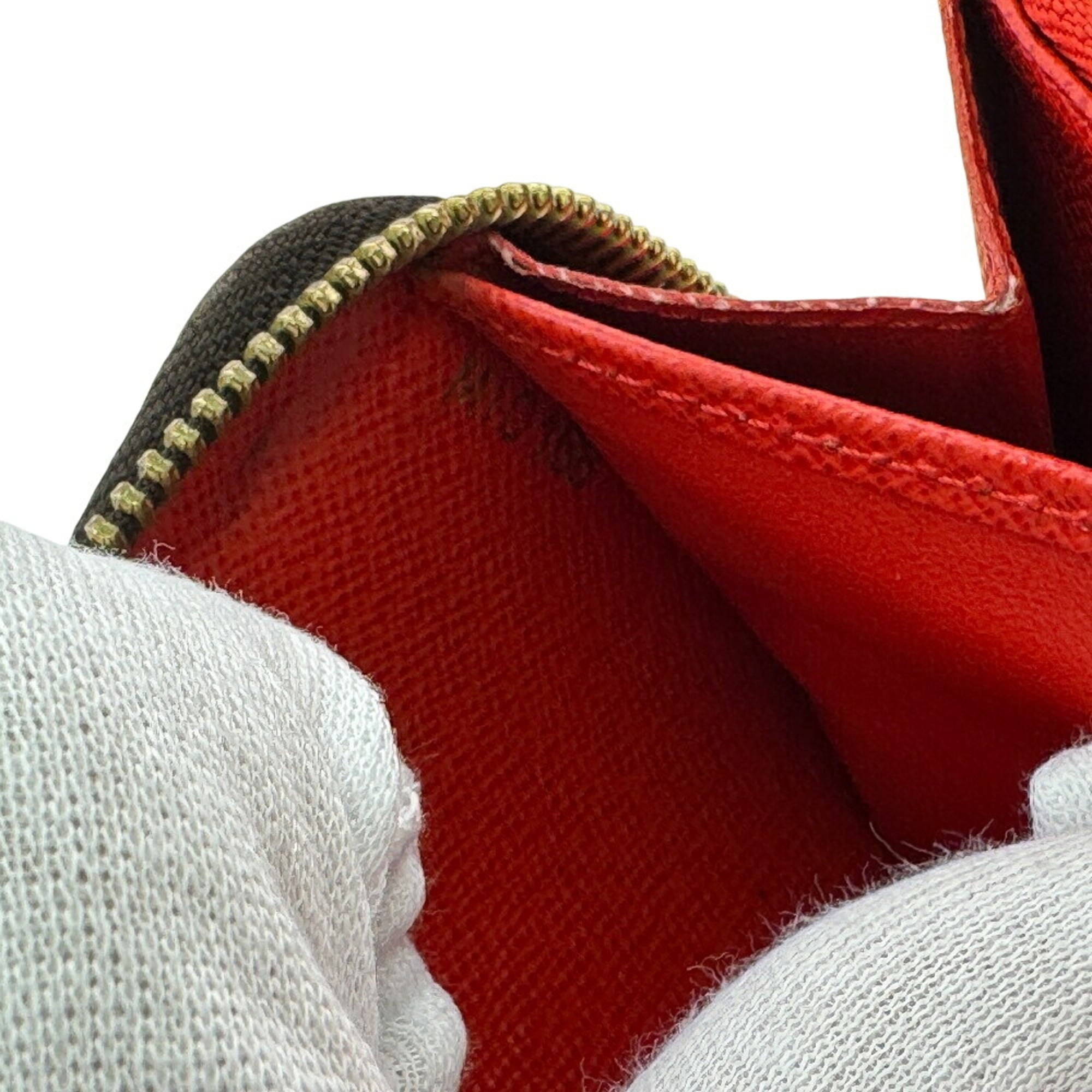 Louis Vuitton Brown Red Color Leather Long Wallet