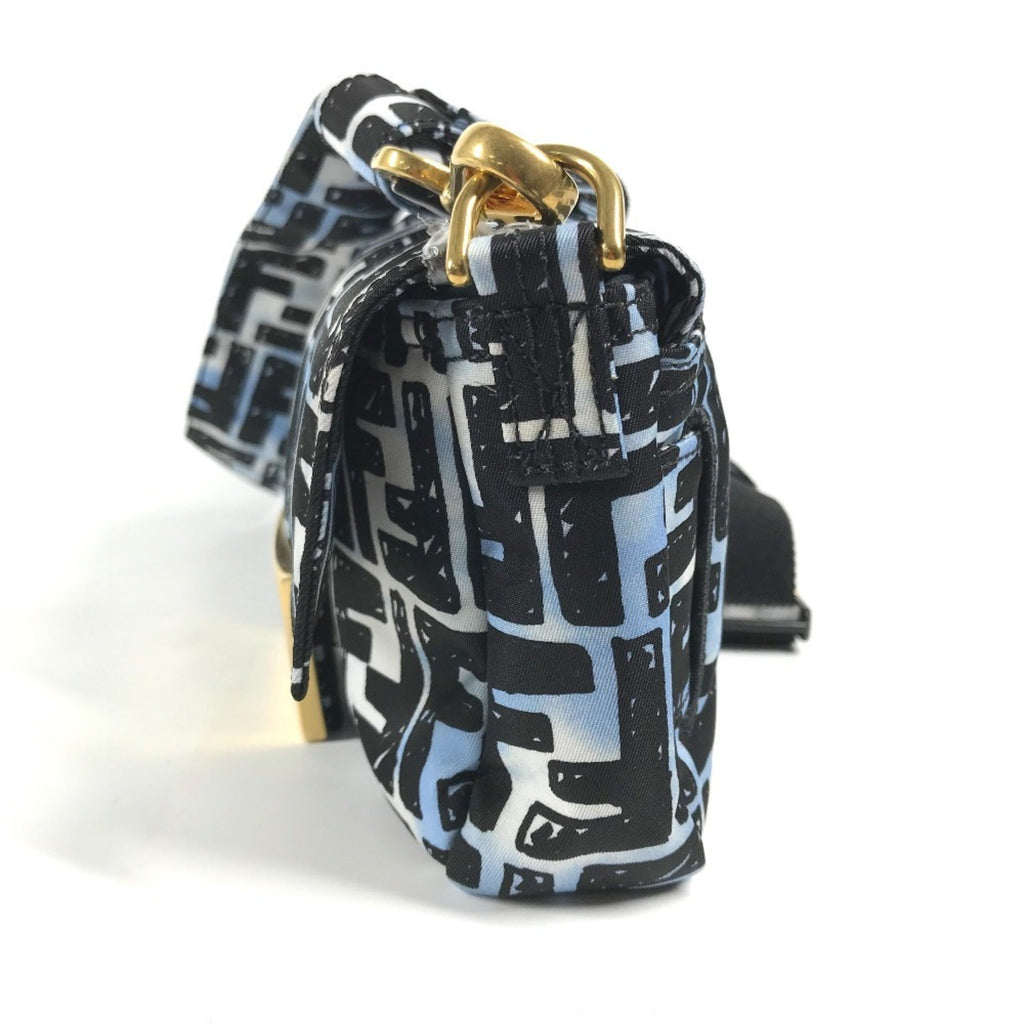 Fendi Black Blue Nylon Baguette Bag Pochette Shoulder Bag