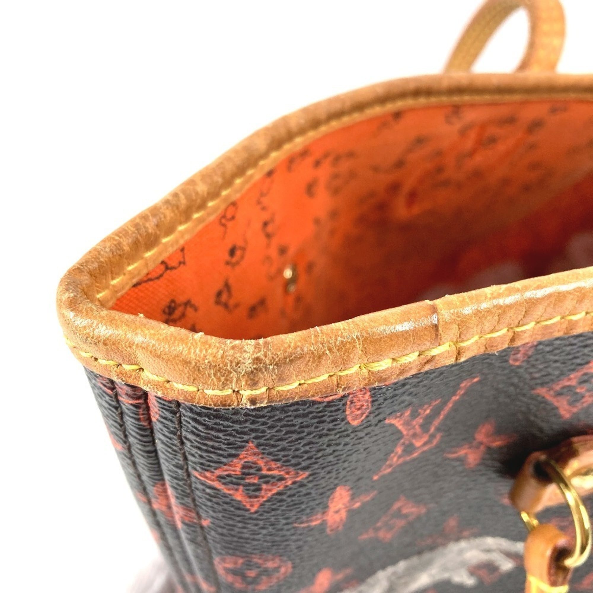 Louis Vuitton Brown Orange Monogram Leather Pouch Shoulder Bag Tote Bag