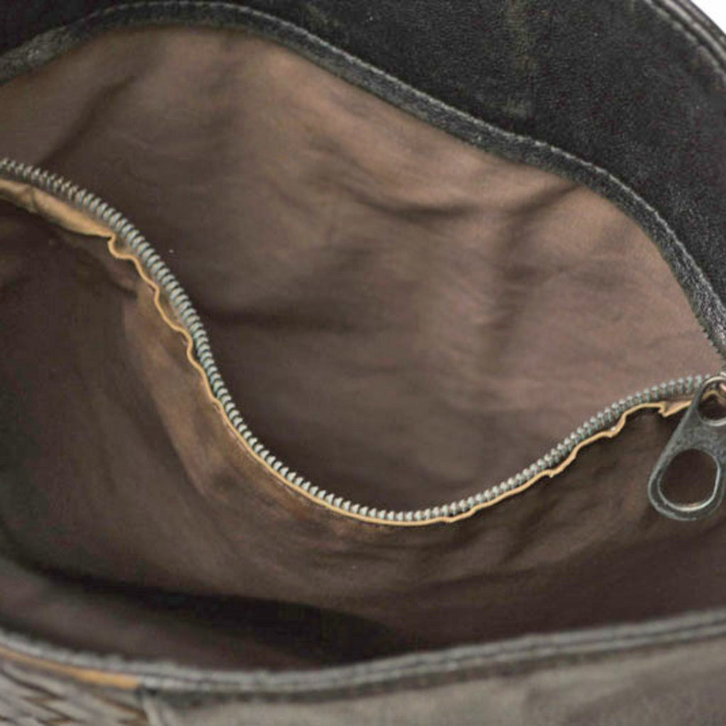 Bottega Veneta Black Gray Leather Messenger Bag Shoulder Bag